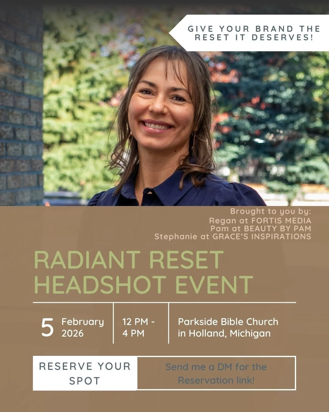 We can&rsquo;t wait for the Radiant Reset Event happening on February 5, 2026 (12&ndash;4 PM) at Parkside Bible Church! 

What is Radiant Reset?
Radiant Reset is a Portrait event, for local business women in Holland &amp; Zeeland, Michigan to come an