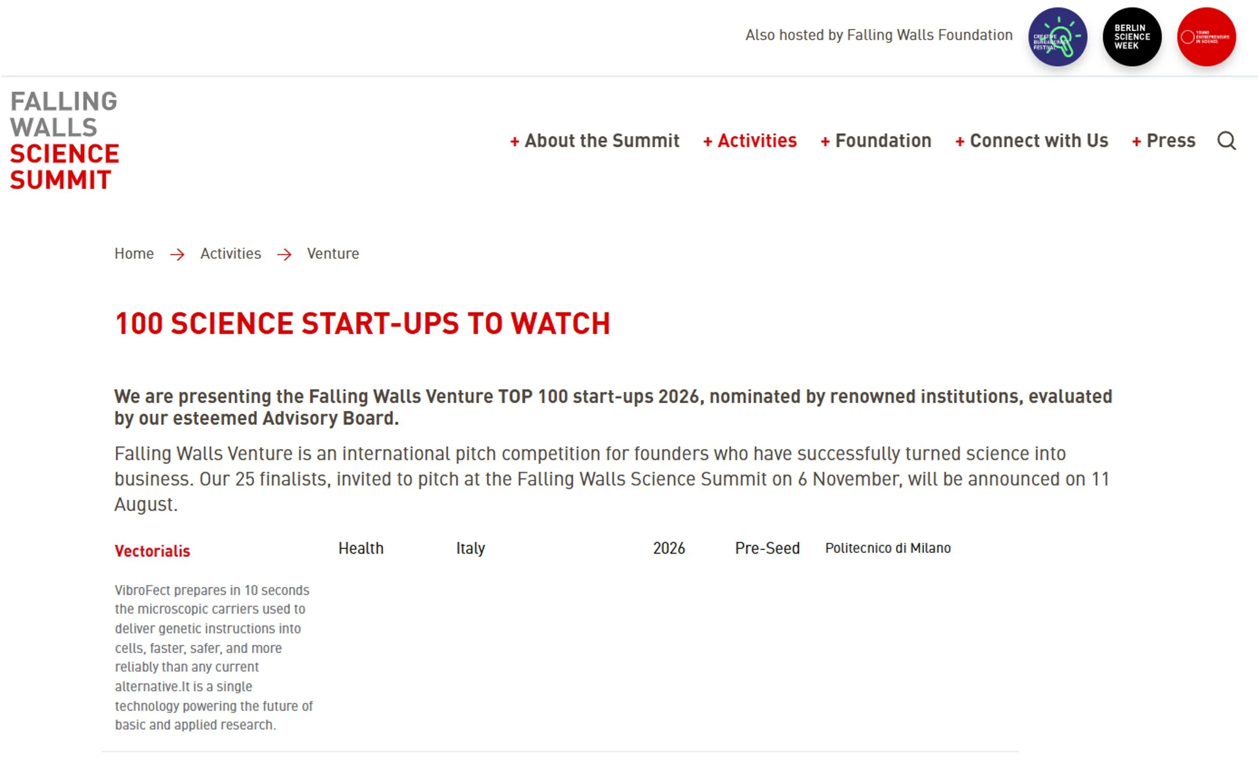 Falling Walls Science Summit 2026