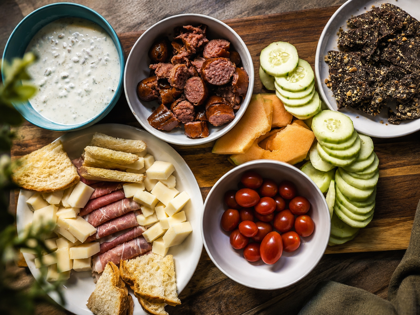 A snack tray made for a night in watching a jam band concert at home.