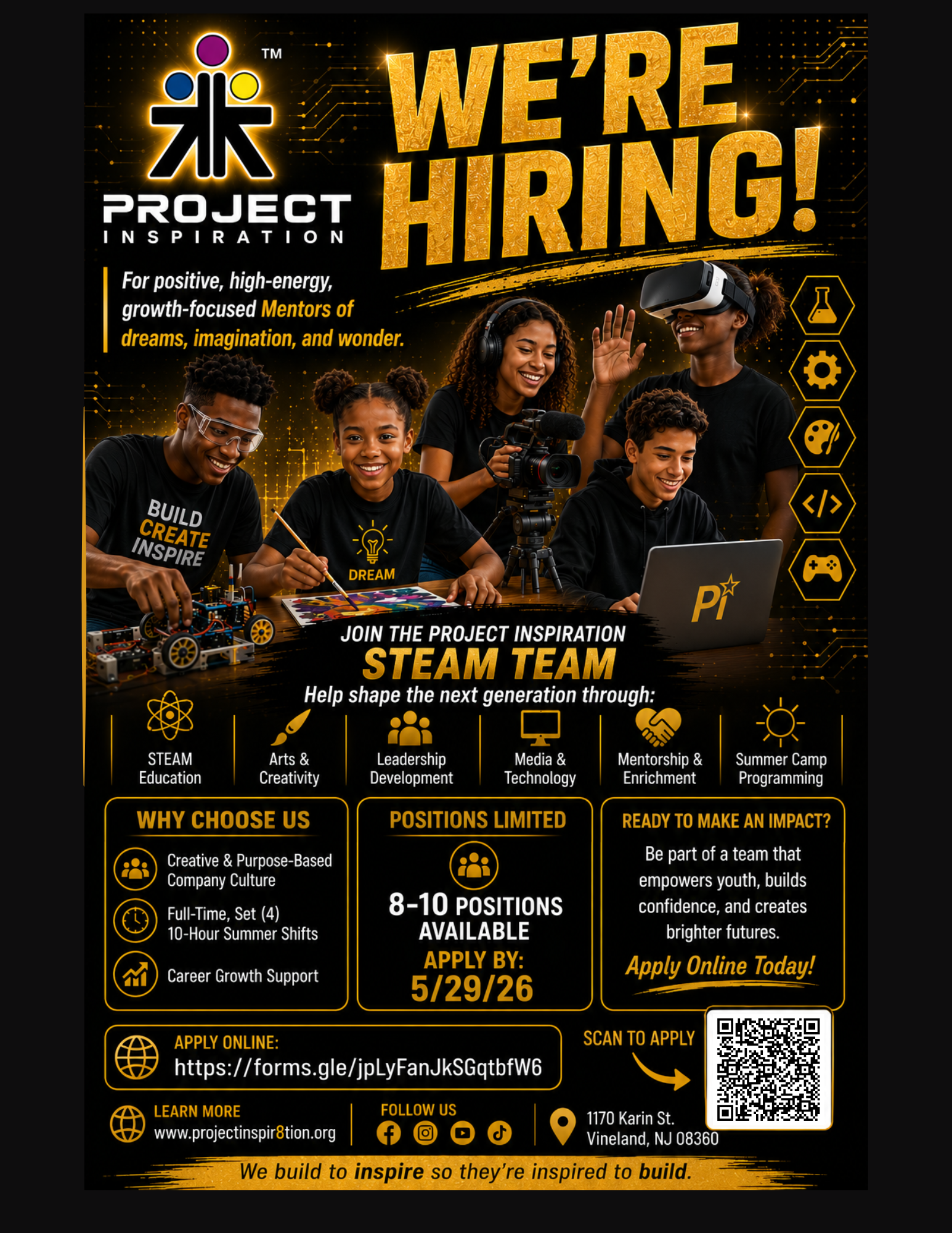 Child Care job working for Project Inspiration teaching STEAM Science, Technology, Engineering, Arts, and Mathematics enrichment to youth