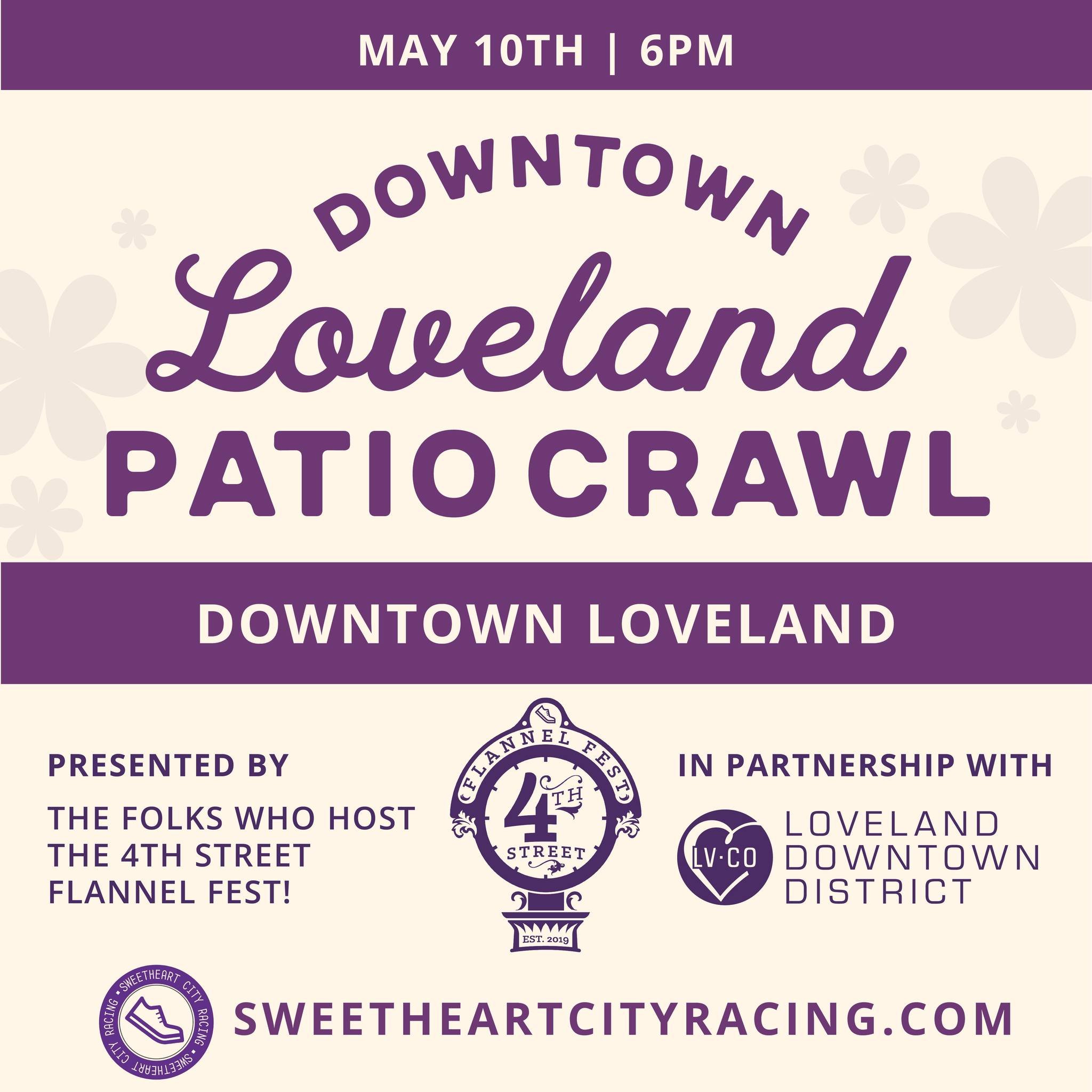 🚨 New Event! You won't want to miss this Downtown Loveland Patio Crawl hosted by @sweetheartcityracing on May 10th! 
Check out some of Downtown Loveland's finest bars, sip on delicious cocktails and vote on which one served the BEST drink! Grab your