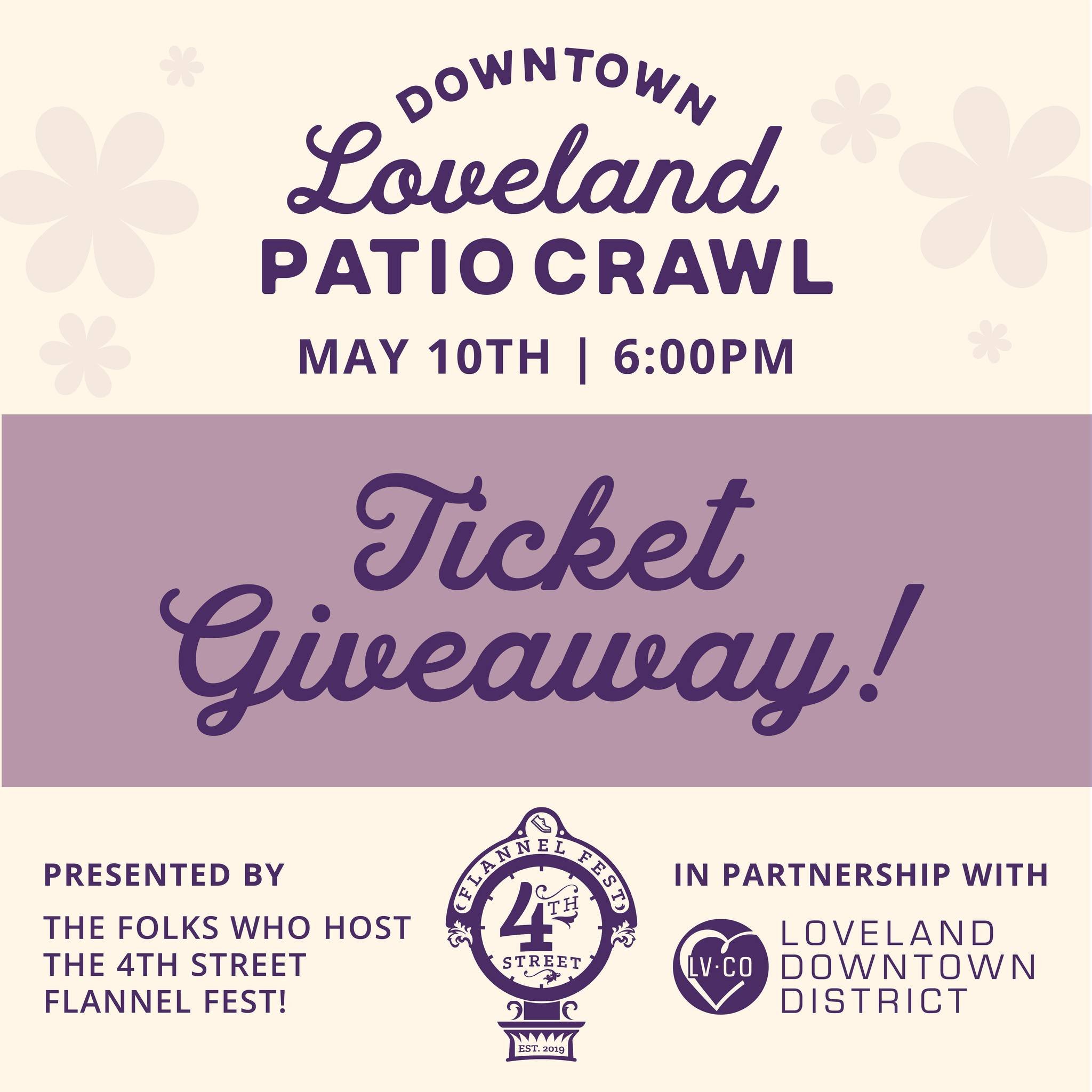 The folks who host our Annual Flannel Fest are throwing a Downtown Loveland Patio Crawl and they&rsquo;re GIVING AWAY 2 tickets! 
To enter this Giveaway: tag a friend you&rsquo;d like to go with and be sure you&rsquo;re following our account, @sweeth