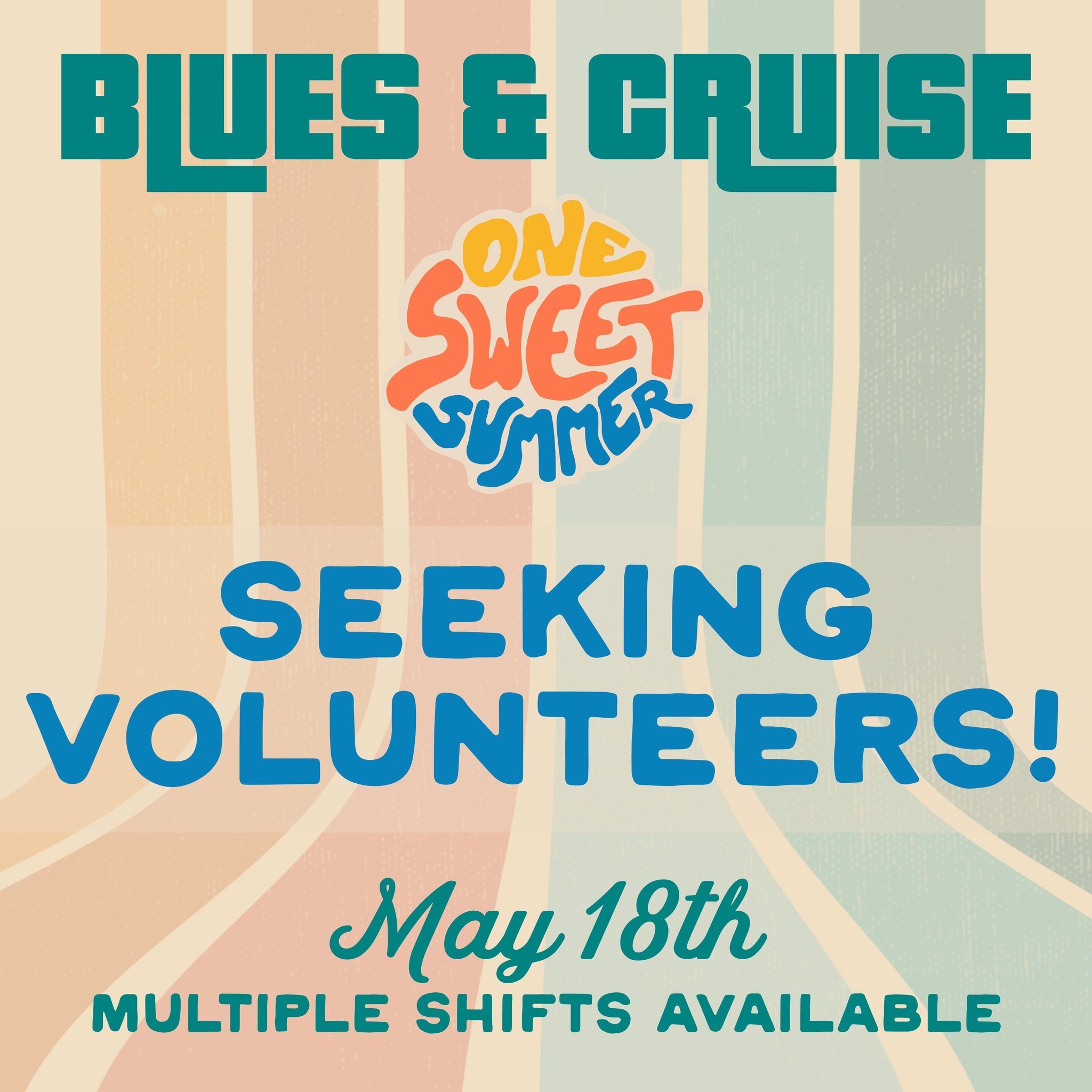 We are looking for a few volunteers for our upcoming Blue &amp; Cruise event on May 18th! There's a link in our bio with more info about what shifts need filled / sign up information. 

If you're interested in other event volunteer opportunities, ple