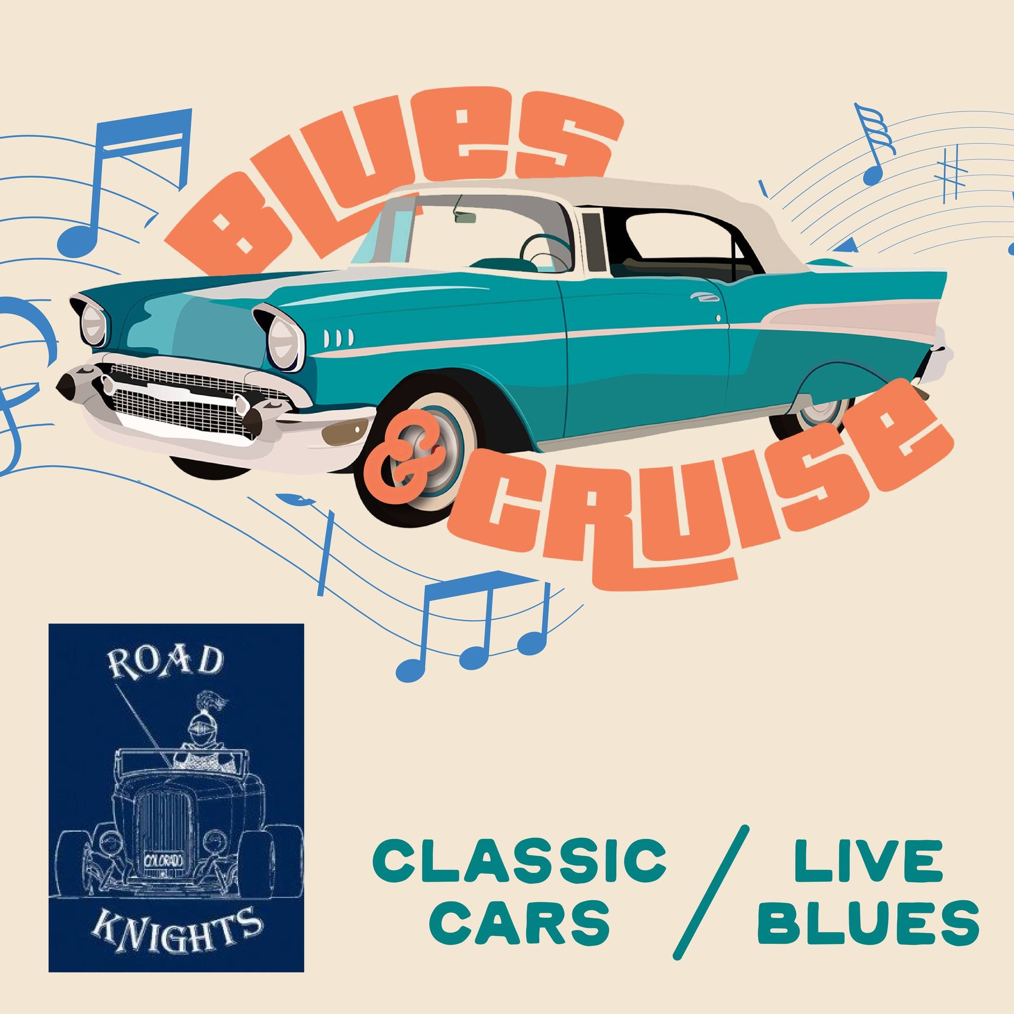 A shout out to our car partner for this weekend's Blues &amp; Cruise event, Road Knights Car Club of Colorado 👏
The Road Knights are running the car-portion of this event and they will be accepting classic cars prior to 1980 models.  Due to space an