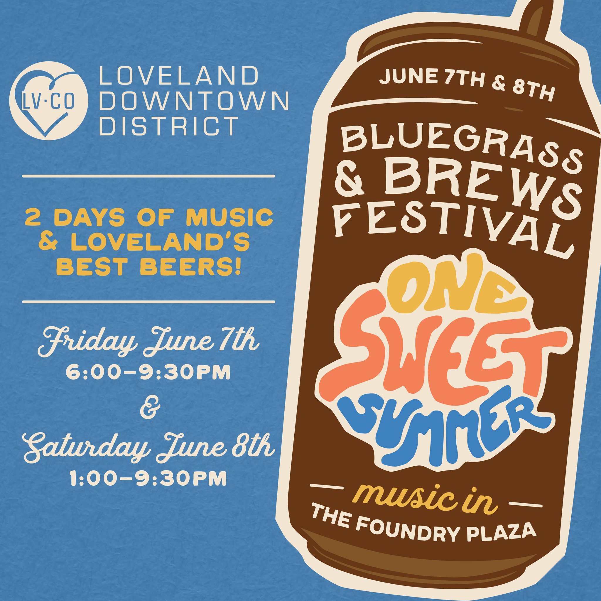 Mark your calendars! Our 4th Annual Bluegrass and Brews Festival is June 7th &amp; 8th in Downtown Loveland! 

Our band line-up is absolutely stacked this year and all you favorite breweries will be there pouring their delicious brews! You won&rsquo;