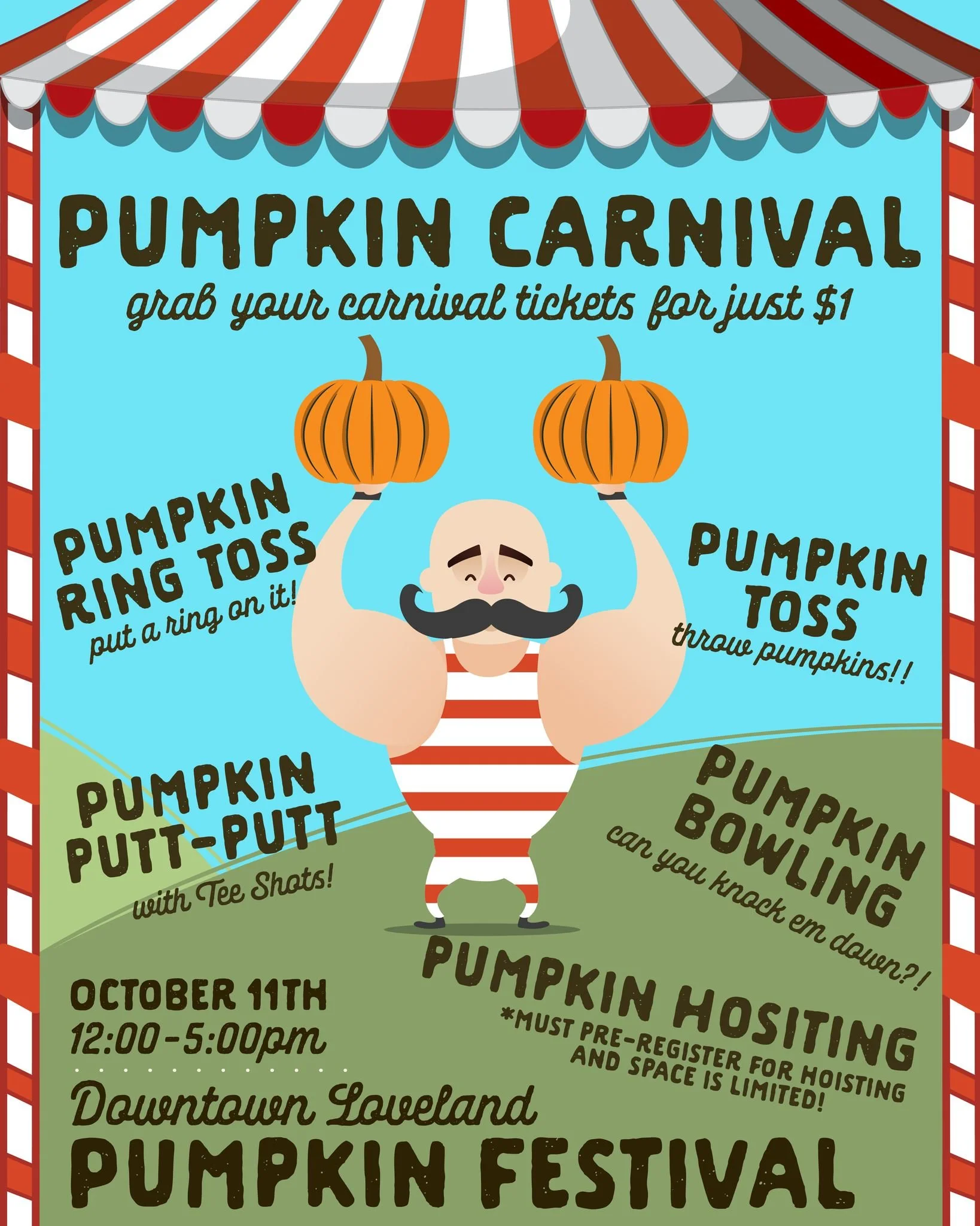 This year's Downtown Loveland Pumpkin Festival is going to be bigger and better than ever! Have you checked out the Pumpkin Carnival games we have planned?! 
Our carnival games are only $1 to play - carnival tickets can be purchased day-of at the Dow