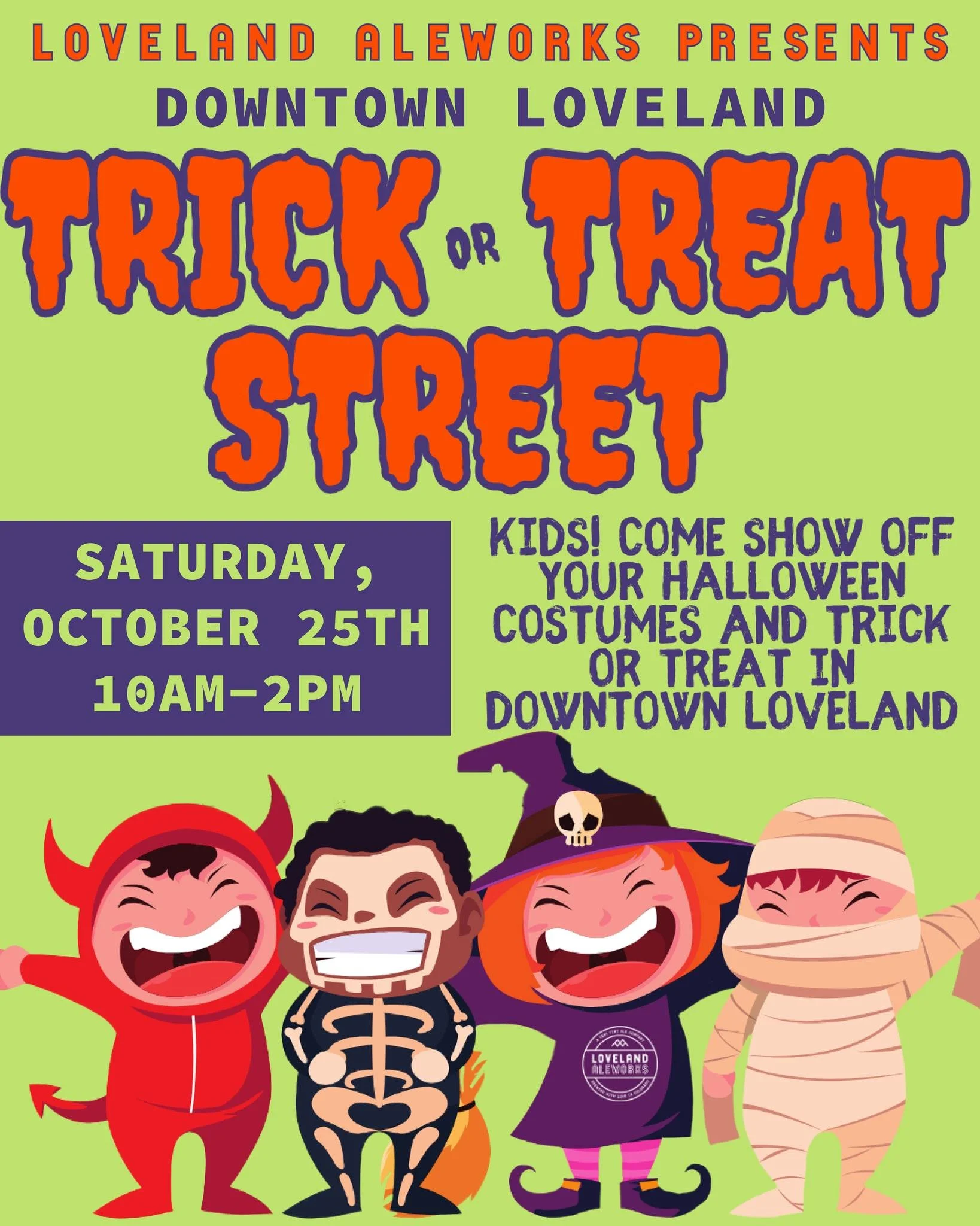 @lovelandaleworks is hosting their annual Downtown Loveland Trick-or-Treat Street, this weekend! Don't miss this family friendly event in Downtown Loveland! 
Bring the whole family downtown on Saturday, October 25th from 10 AM &ndash; 2 PM for a fun-