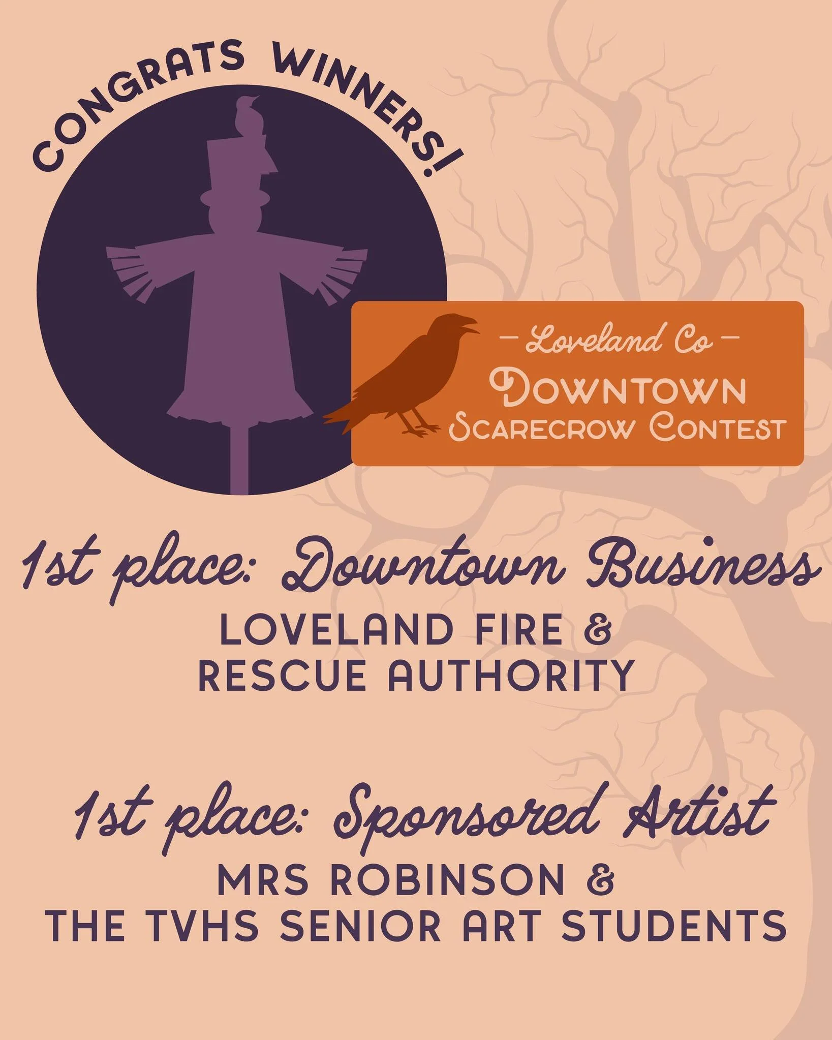 Drumroll please!! 🥁🥁🥁 Votes have been tallied and the winners of our annual Downtown Scarecrow contest have been selected! 

Congrats @lovelandfirerescue - you've received the most votes in our Downtown Business category! 

And Congrats Mrs. Robin