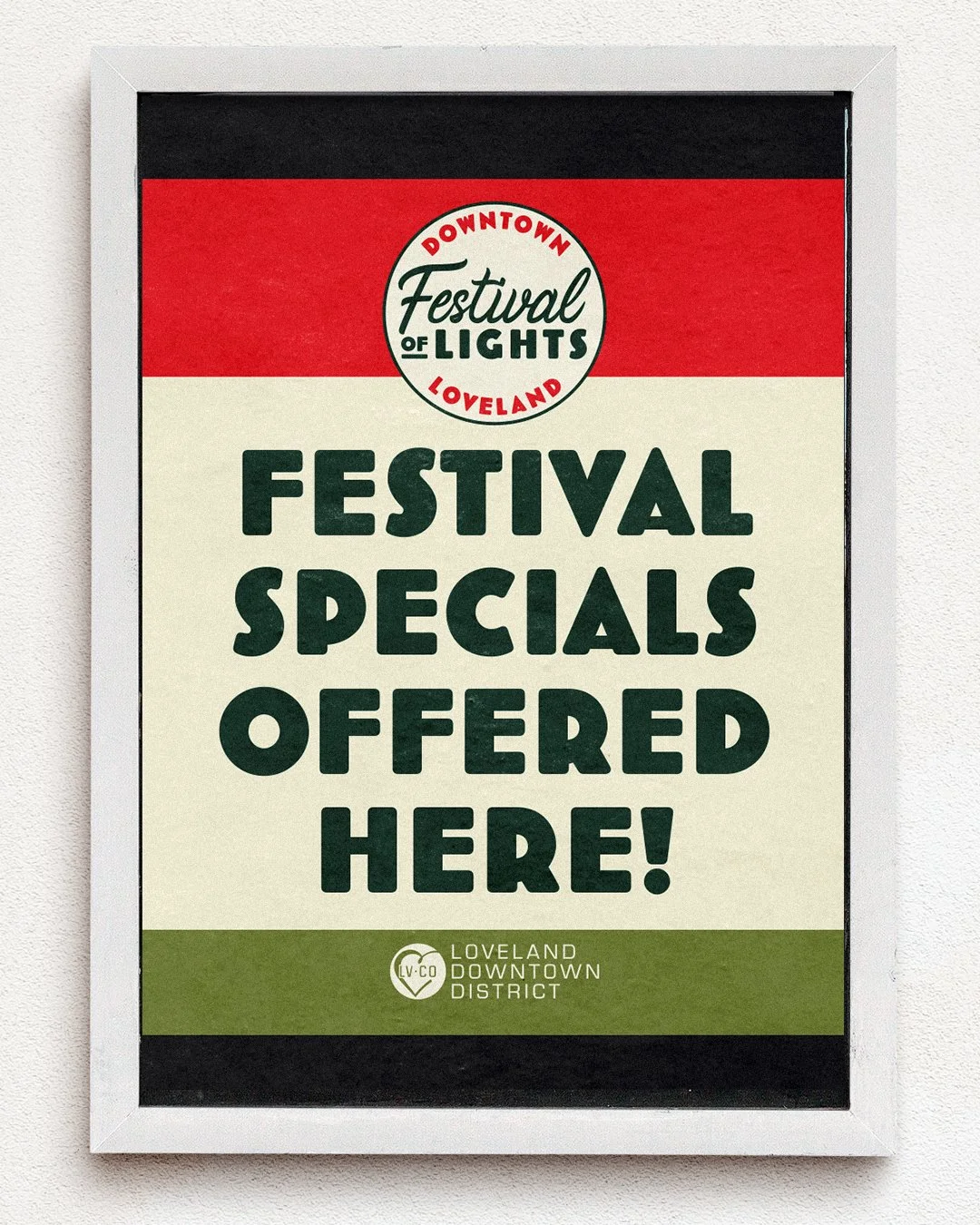 When you come Downtown on Friday night look for these posters in business windows! Downtown businesses are offering, festive deals, specials and hosting great events during the Festival of Lights!
Show our downtown businesses some extra support durin