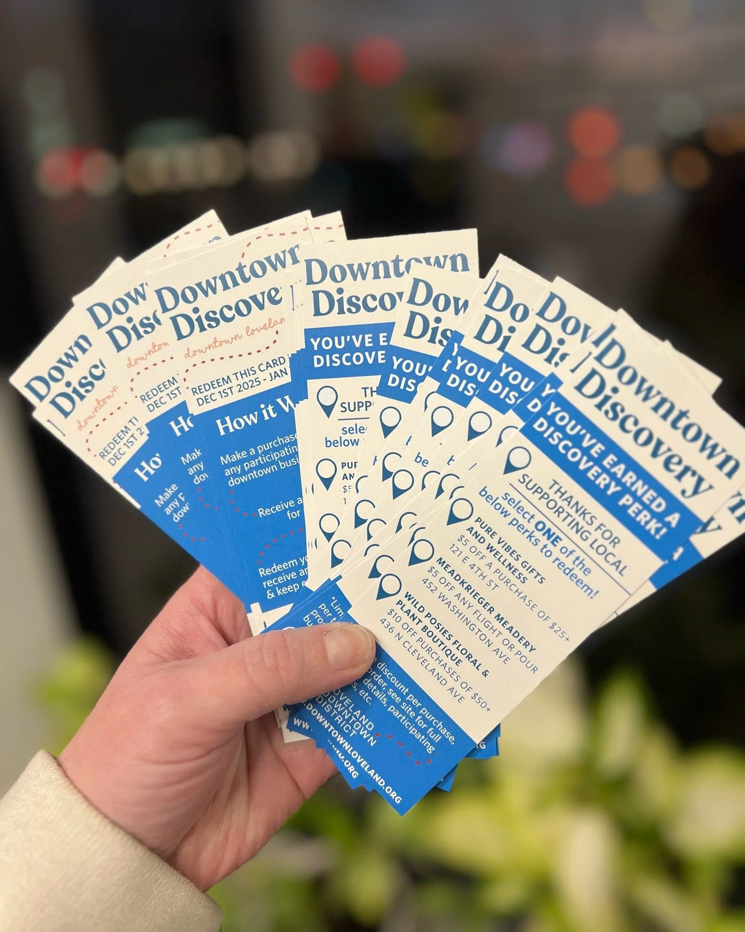 Today is the start of our Downtown Discovery promotion! 👏👏👏
Between December 1, 2025 - January 31, 2026, 50+ participating businesses in Downtown Loveland will be handing out Discovery Cards when you make a purchase at their business.

Each Discov