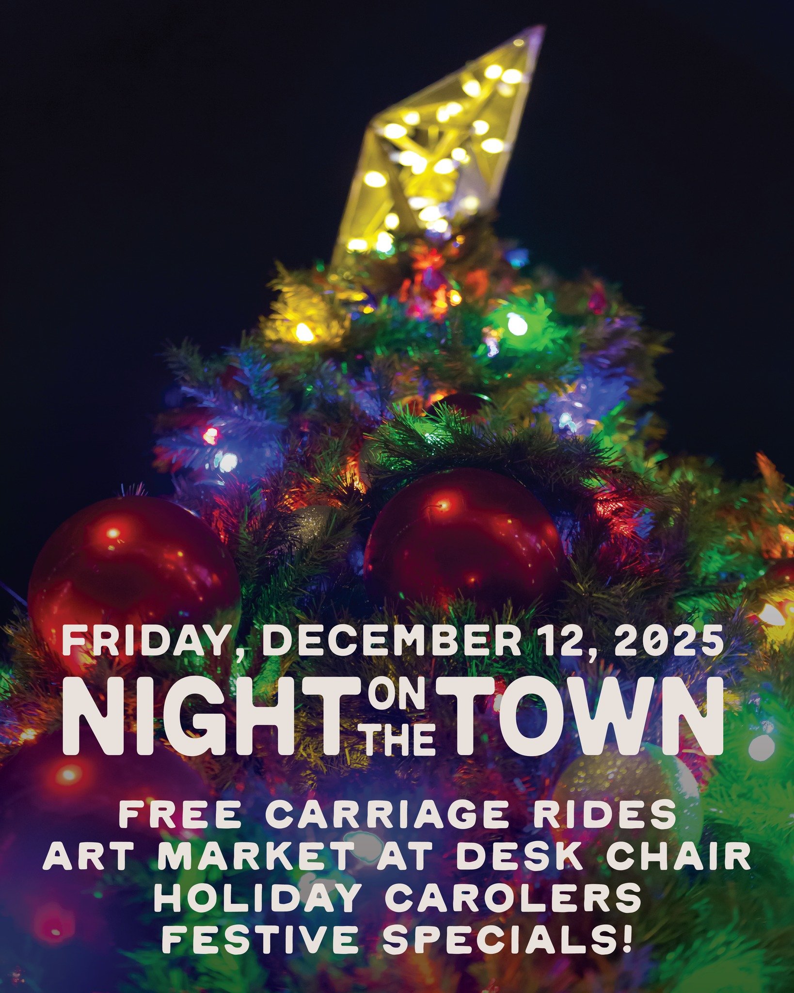 We have an extra special Night on the Town planned this coming Friday, December 12th! ✨ Our friends at @visitlovelandco  are sponsoring free carriage rides in Downtown Loveland for the evening. The carriage ride pick up location will be on 3rd Street