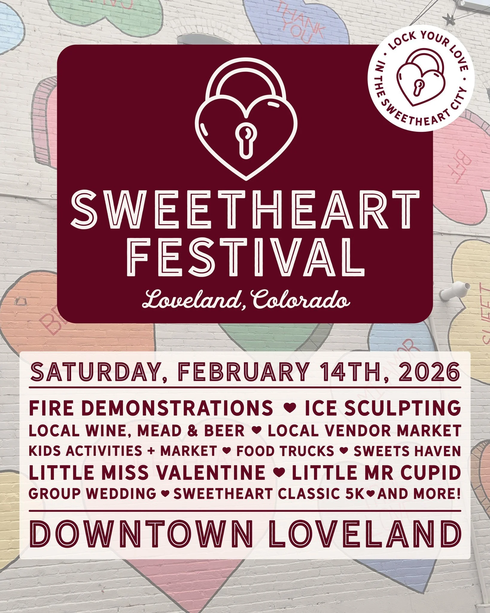 Celebrate Valentine&rsquo;s Day in Downtown Loveland 💕
This year&rsquo;s 2026 Loveland Sweetheart Festival is a one day celebration on Saturday, February 14. Start at The Foundry Plaza and enjoy live ice sculpting, fire and art demonstrations, perfo