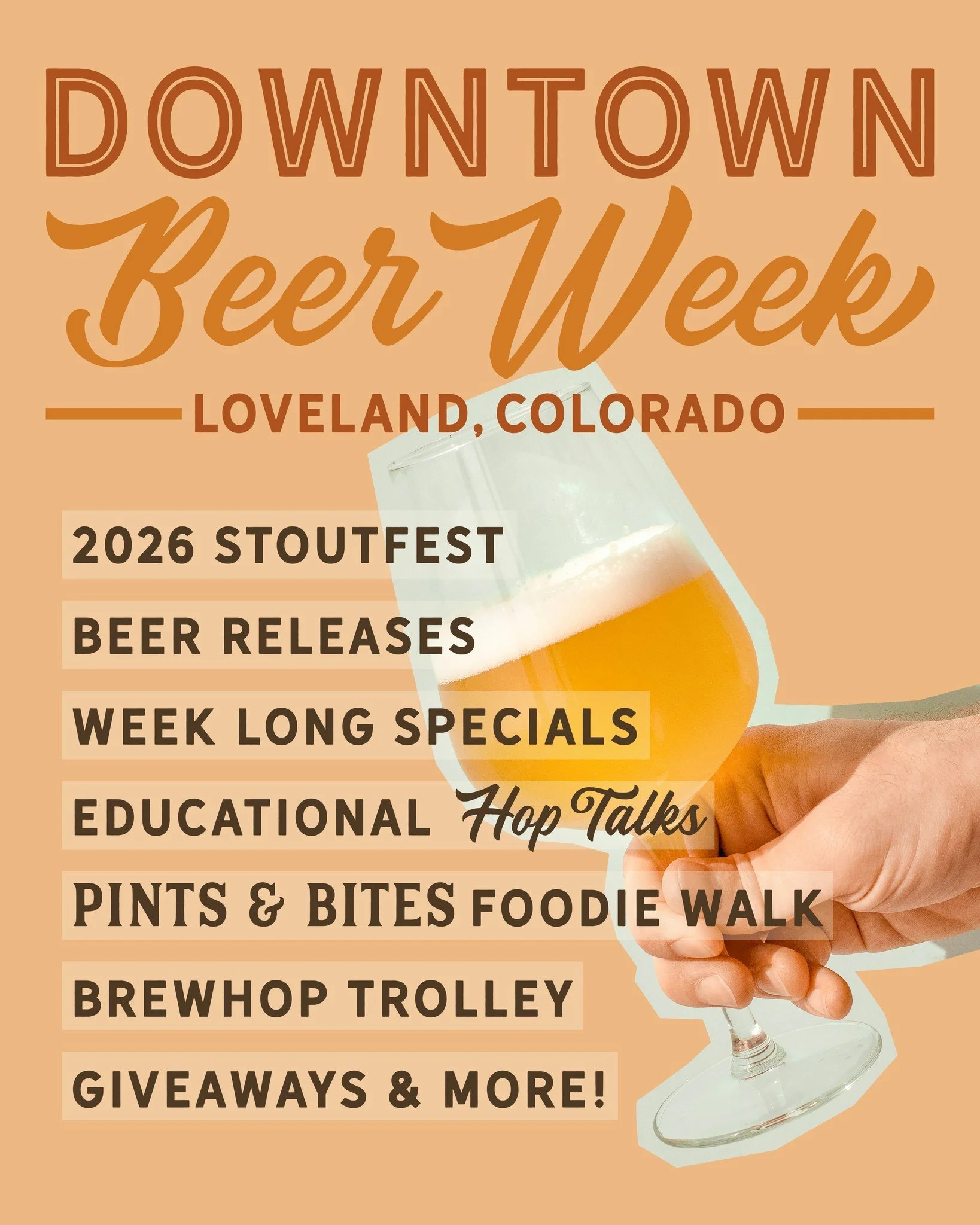 Beer Week is right around the corner! Be sure to head Downtown Loveland between Feb 21&ndash;28 to help us celebrate the incredible craft beverage makers in downtown!
Experience brewery specials, limited releases, exclusive events, tasty food pairing
