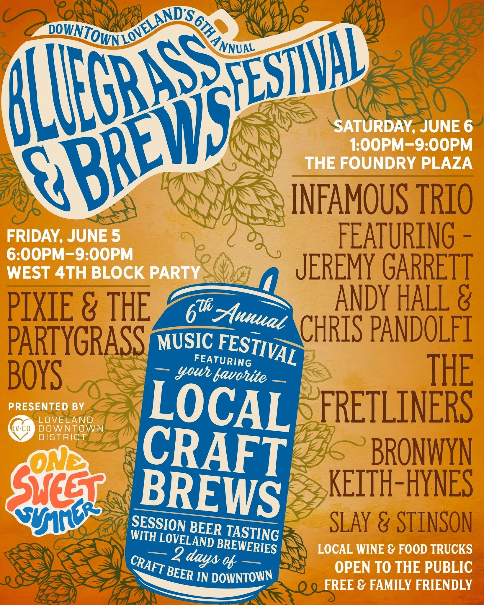 Bluegrass &amp; Brews is BACK &mdash; and bigger than ever! 🎻🍻
Join us June 5&ndash;6, 2026 for the 6th Annual Bluegrass &amp; Brews Festival in Downtown Loveland. This free, family-friendly event expands to TWO days this year and features our stro