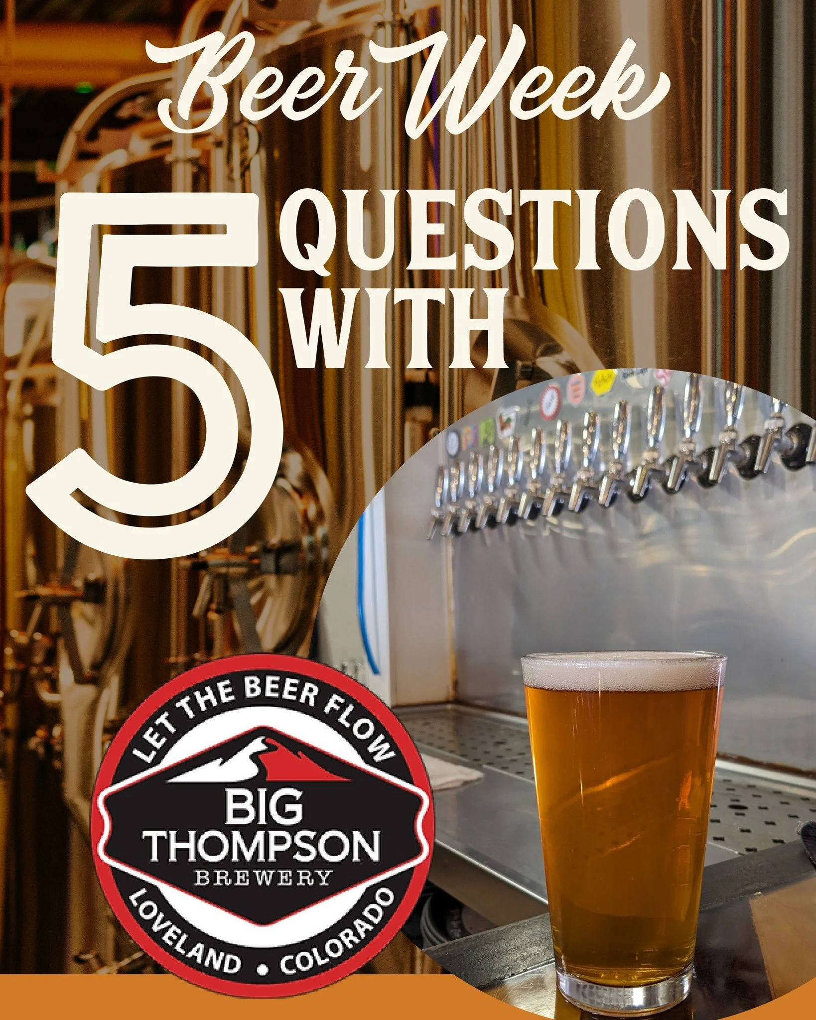 Today we're celebrating @bigthompsonbrewery 🍻 
To help highlight the talented craft beverage makers in Downtown Loveland we asked them to answer 5 questions about their brewery and their experience as a small business owner, swipe through to see wha