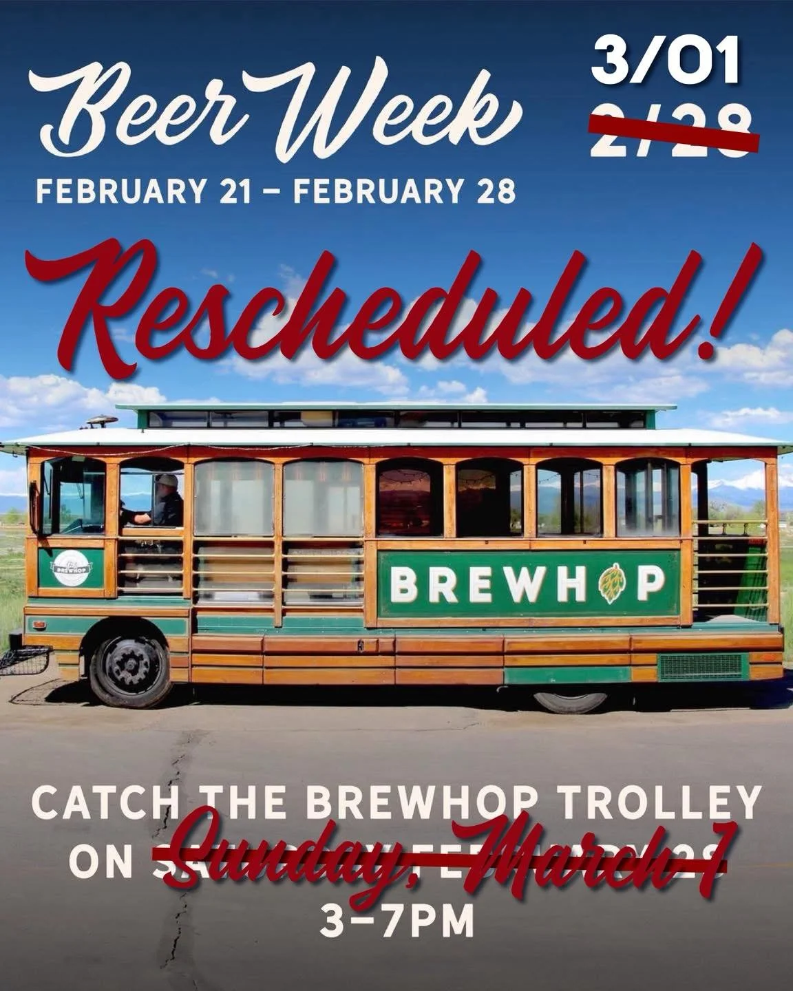 Brewhop Trolley Update!

We have a quick update for everyone planning to hop on the Brewhop Trolley today. Due to an unexpected driver injury, the Brewhop Trolley for Beer Week needed to be rescheduled to tomorrow- Sunday, March 1st.

Here&rsquo;s a 
