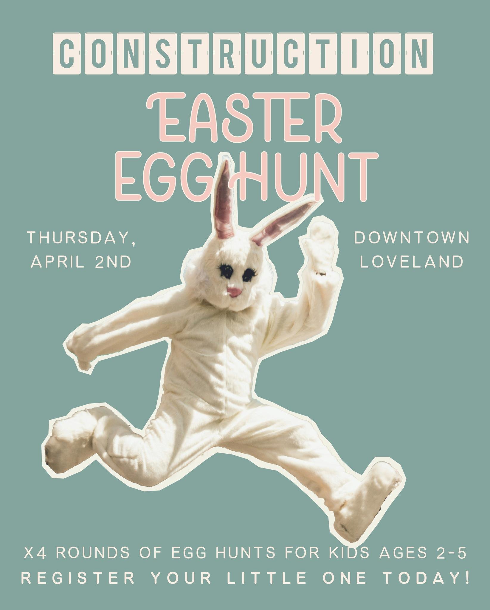 Tickets have been released for our Construction Easter Egg Hunt! Check out the link in our bio to register your little one!

The Easter Bunny will be hiding eggs along 4th Street near the construction zone on Thursday, April 2nd starting at 4:00pm 🐰