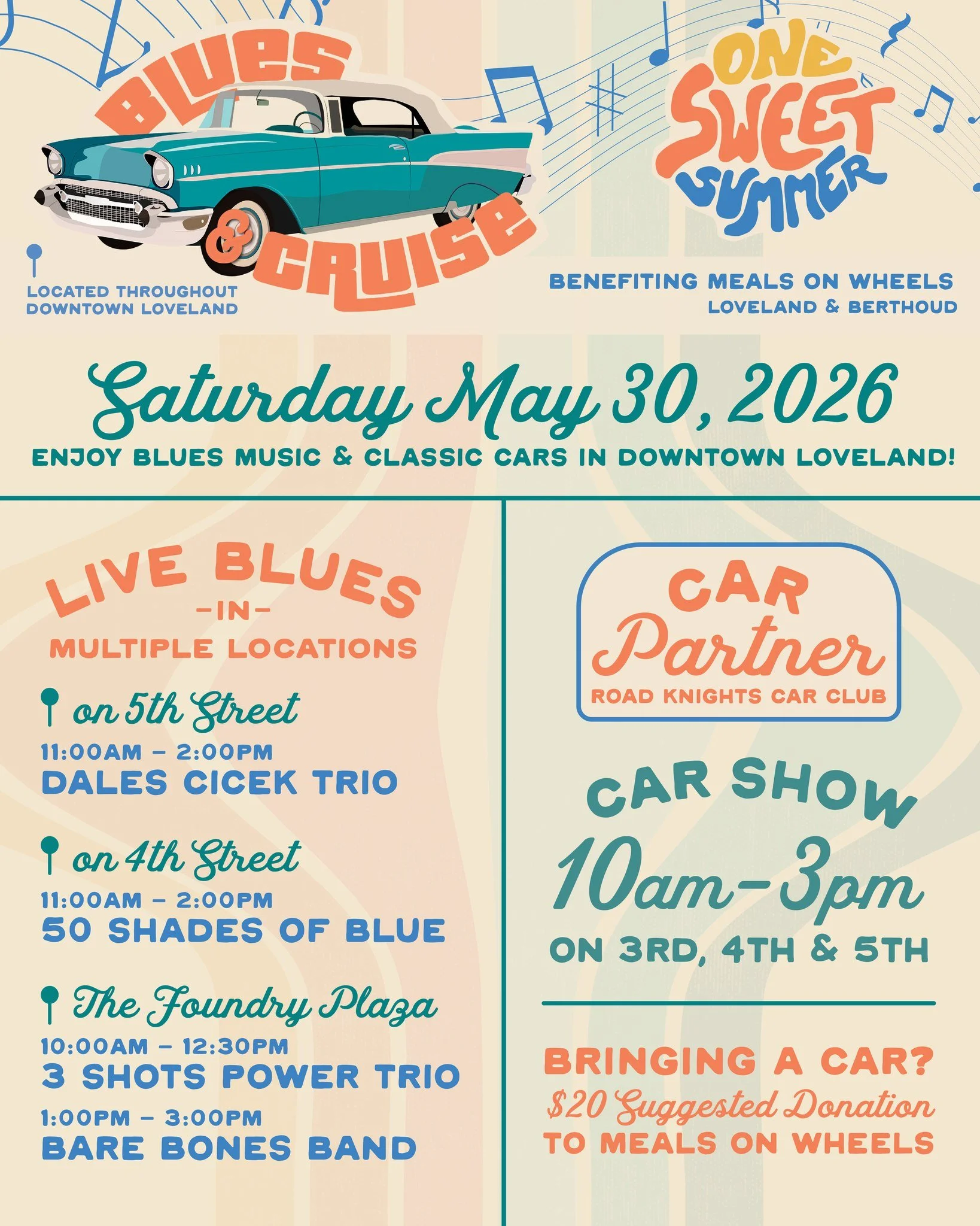 We have two great back-to-back weekend festivals coming up starting Saturday, May 30 with Blues &amp; Cruise. The following weekend is our annual Bluegrass &amp; Brews Festival on Friday, June 5 and Saturday, June 6. 

Mark your calendars for both of