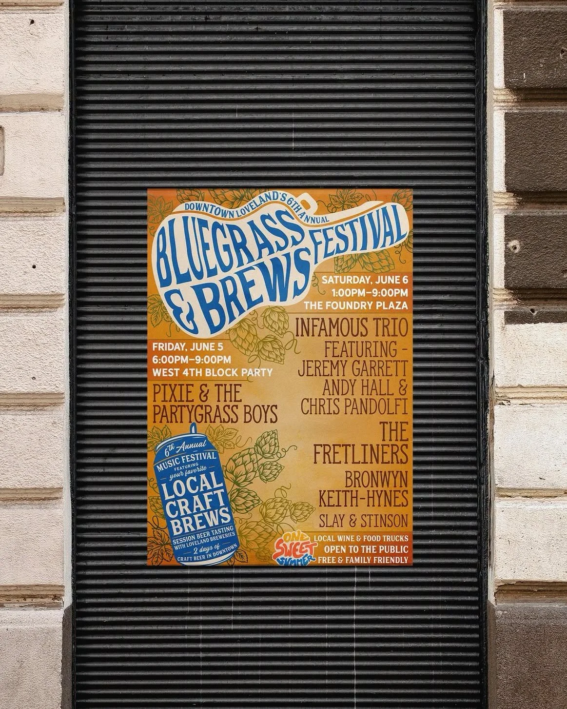 The Bluegrass &amp; Brews Festival is retuning for it's 6th year in Downtown Loveland! We have expanded this great festival to TWO days of award-winning bluegrass music starting Friday June 5th with the 4th Street Block Party from 6:00-9:00pm. The pa