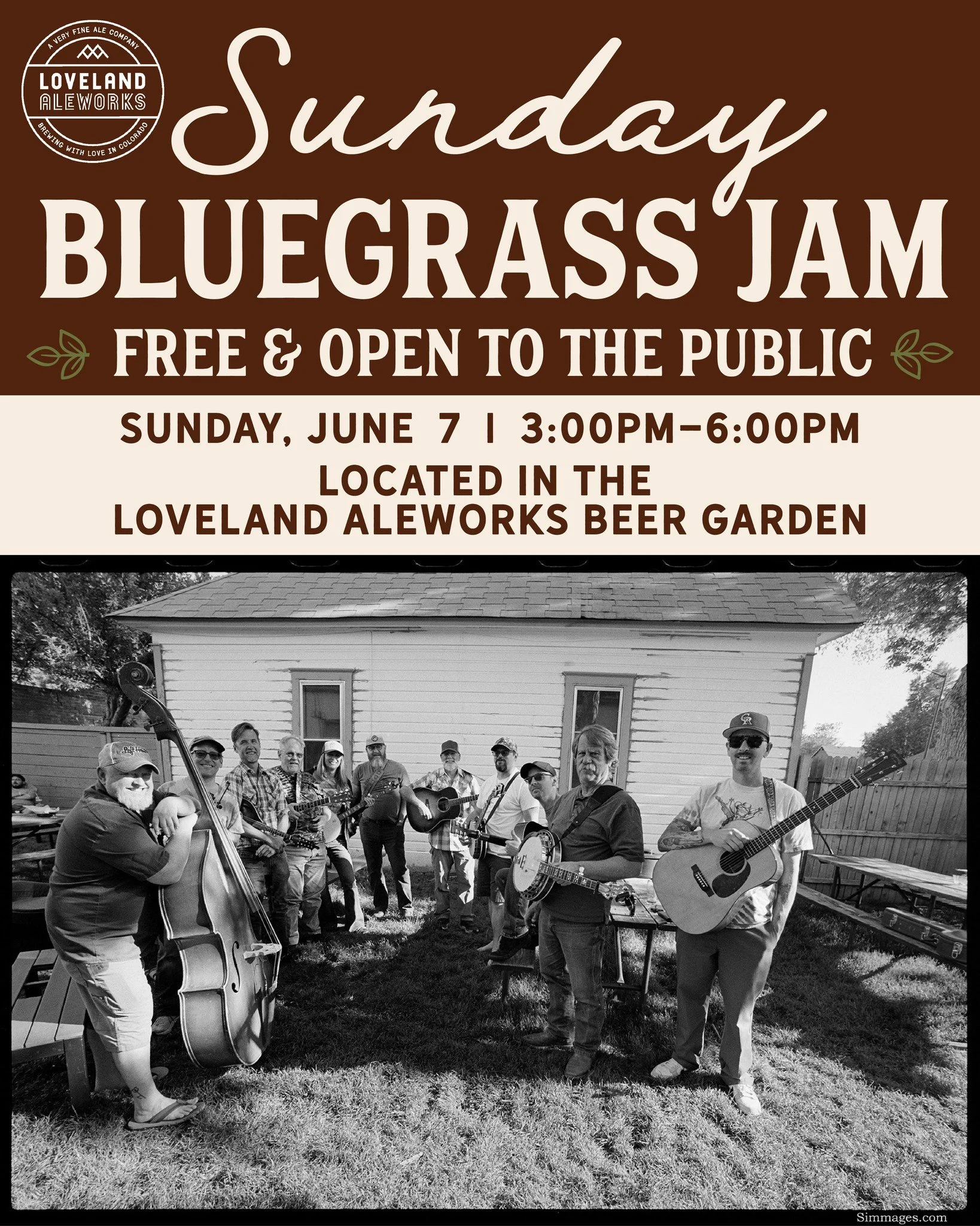 To wrap up a full weekend of bluegrass, @lovelandaleworks is hosting an extra special Bluegrass Jam on their back patio on Sunday, June 7 from 3:00pm - 6:00pm 
This event is free to attend, family friendly and open to the public. 

About Loveland Ale