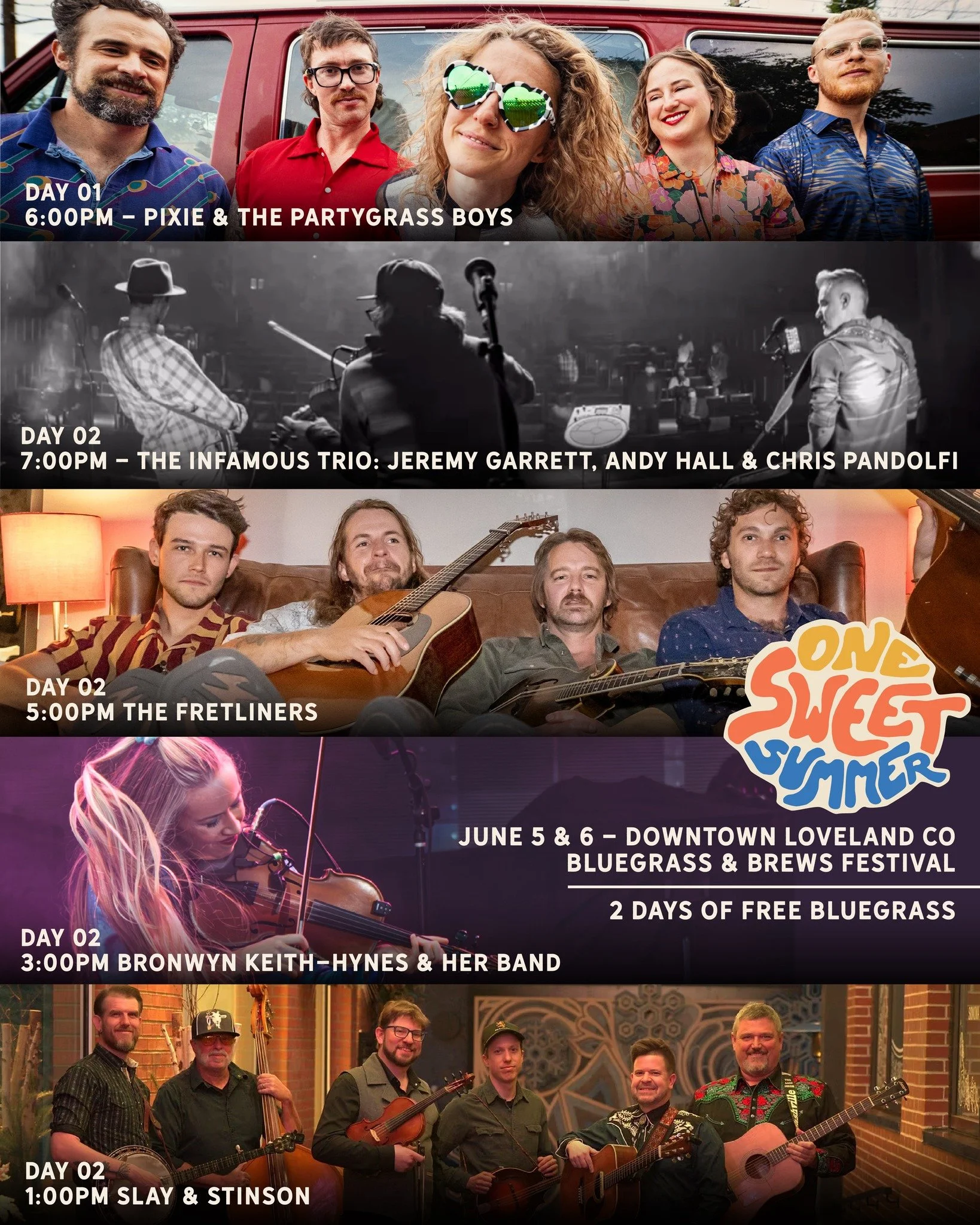 Two days, one unforgettable weekend in Downtown Loveland! The 6th Annual Bluegrass &amp; Brews Festival returns June 5&ndash;6 with FREE live music all weekend long!

Friday, June 5, 2026: Kick things off with a 4th Street Block Party featuring live 