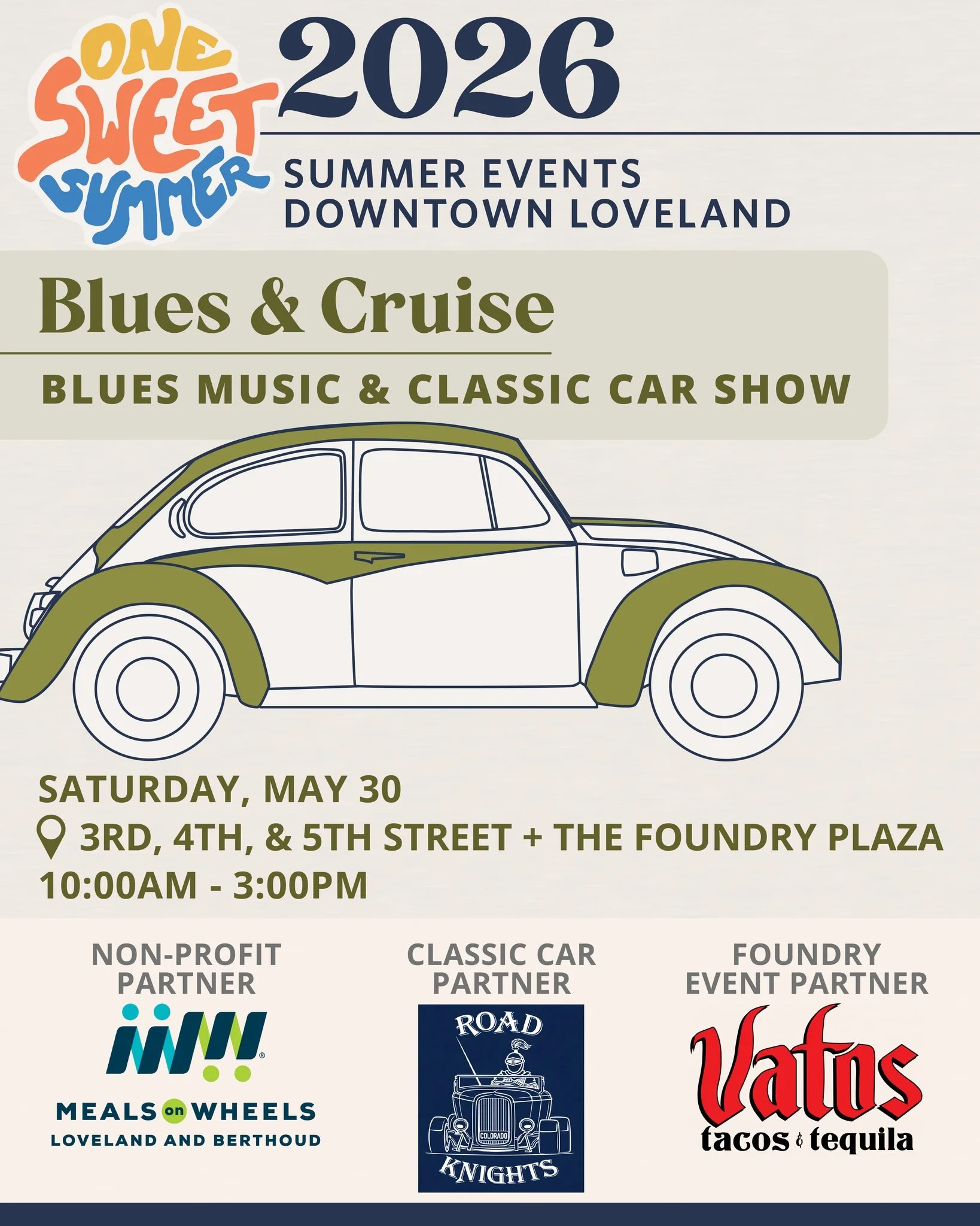 Next Saturday! 🔆 Blues &amp; Cruise is returning to Downtown Loveland on May 30, from 10am-3pm. We'll be celebrating live blues, classic cars, and community throughout Downtown Loveland. 

EVENT HIGHLIGHTS: 
🎶 Live blues music throughout Downtown i