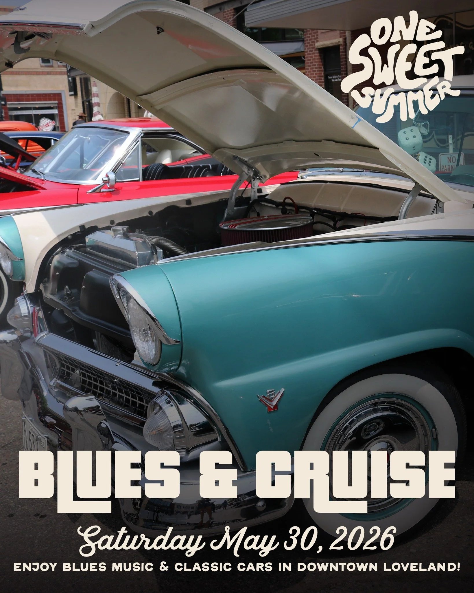 Blues &amp; Cruise kicks off our One Sweet Summer event series this weekend! 

Saturday, May 30, from 10am - 3pm in Downtown Loveland
Help us celebrate live blues, classic cars, and community! We&rsquo;re excited to partner with Meals on Wheels of Lo