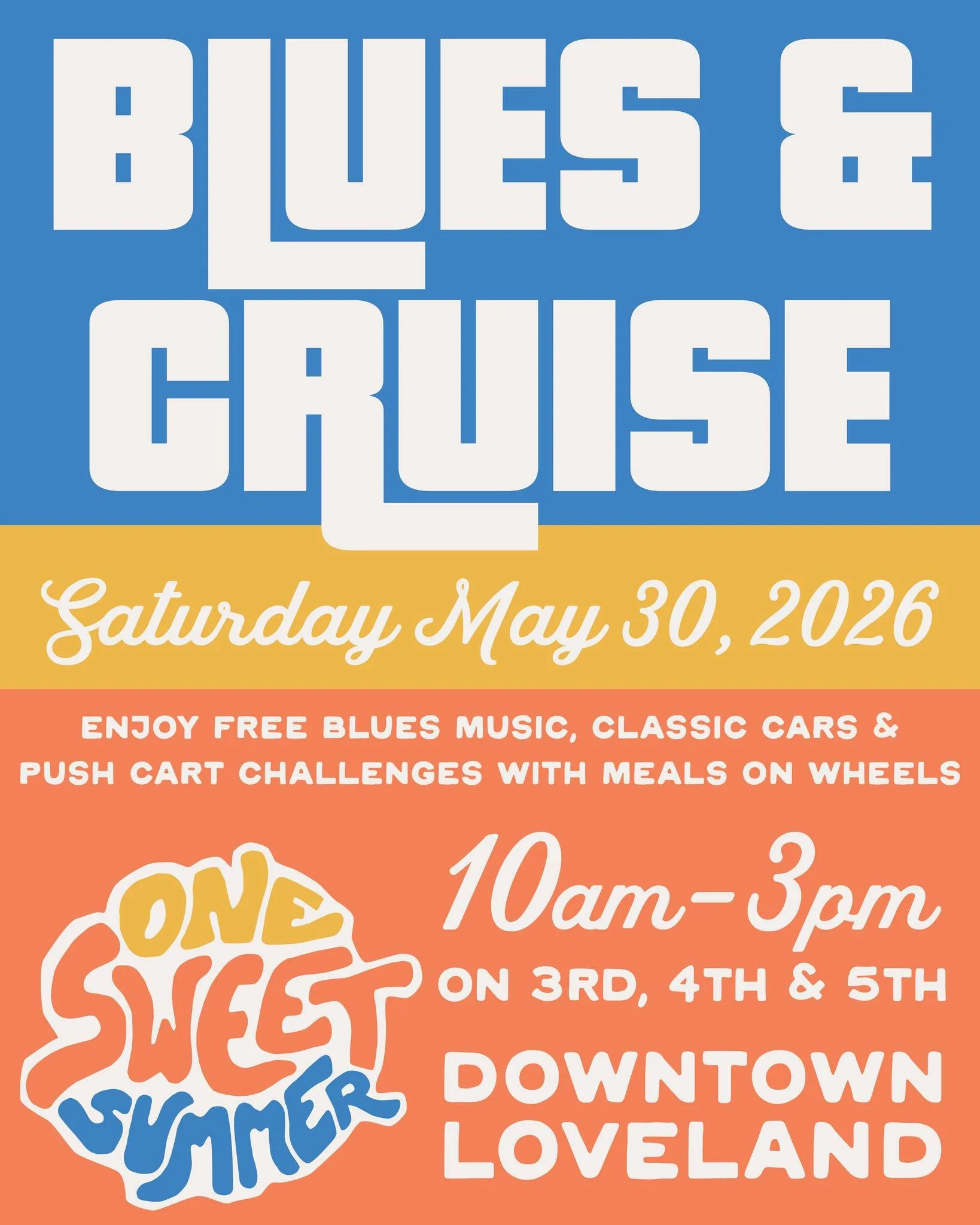 Today is the day! Bring your classic cars down to Downtown Loveland and get ready for a full afternoon of live blues music, vintage vehicles and community! 10am - 3pm 

We've expanded our event to the "New 4th Street" between Washington Ave