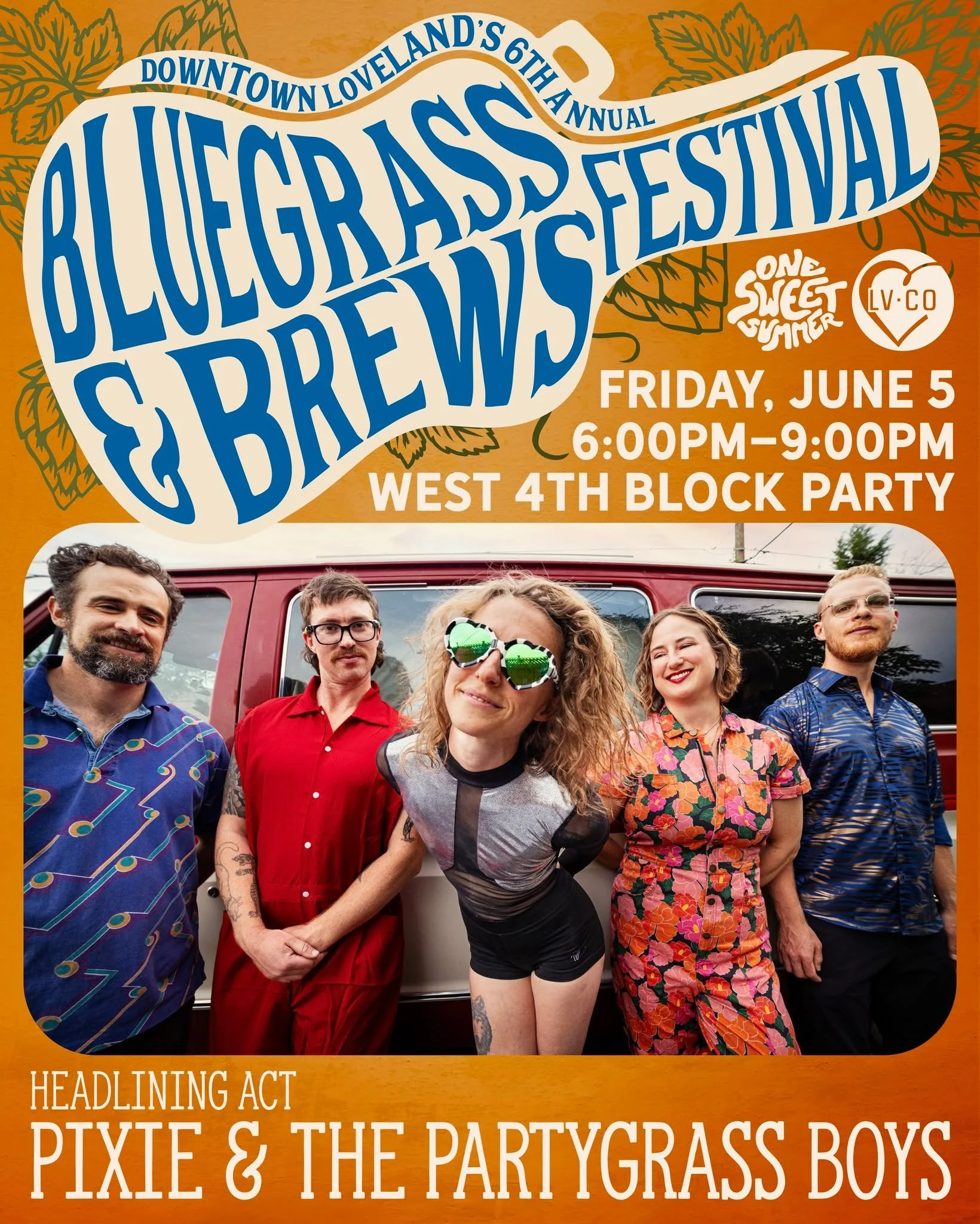Our Bluegrass &amp; Brews Festival kicks off on Friday, June 5 at 6:00pm with a 4th Street Block Party featuring Pixie &amp; the Partygrass Boys @partygrassmusic 
Beverages will be provided by our event partner @lovelandaleworks 

Music continues wit