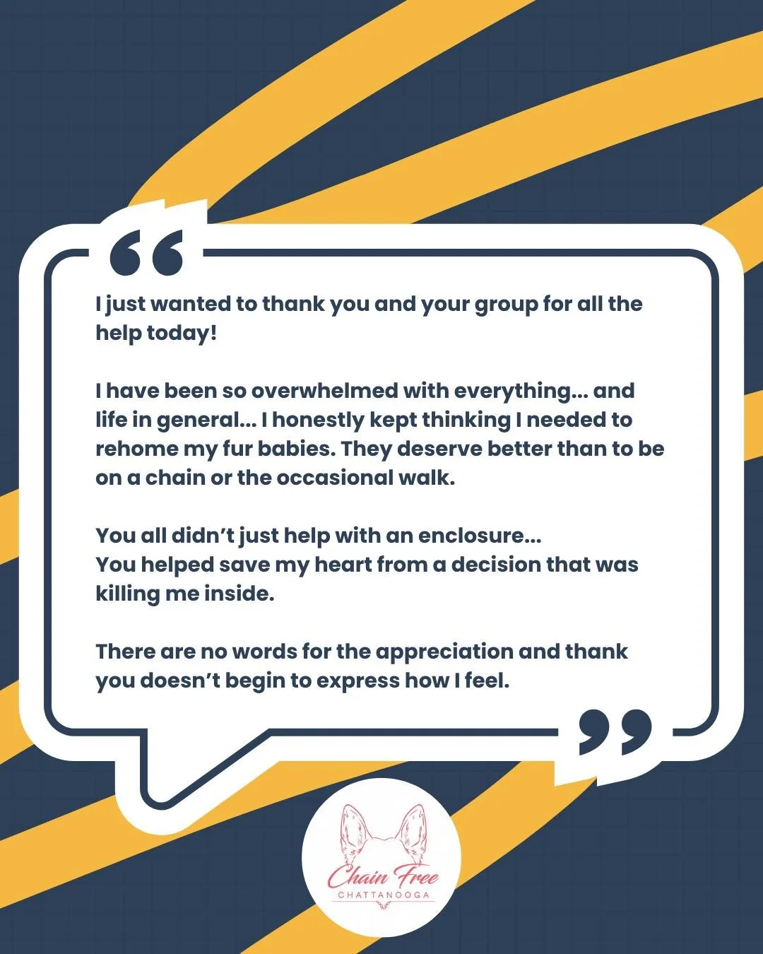 𝗧𝗵𝗮𝗻𝗸𝗳𝘂𝗹 𝗧𝗵𝘂𝗿𝘀𝗱𝗮𝘆 💛 

Every fence we build, every family we help, supports more dogs staying home where they belong instead of entering our overburdened shelter system.
When we hear that our work has lifted a weight off someone's sho