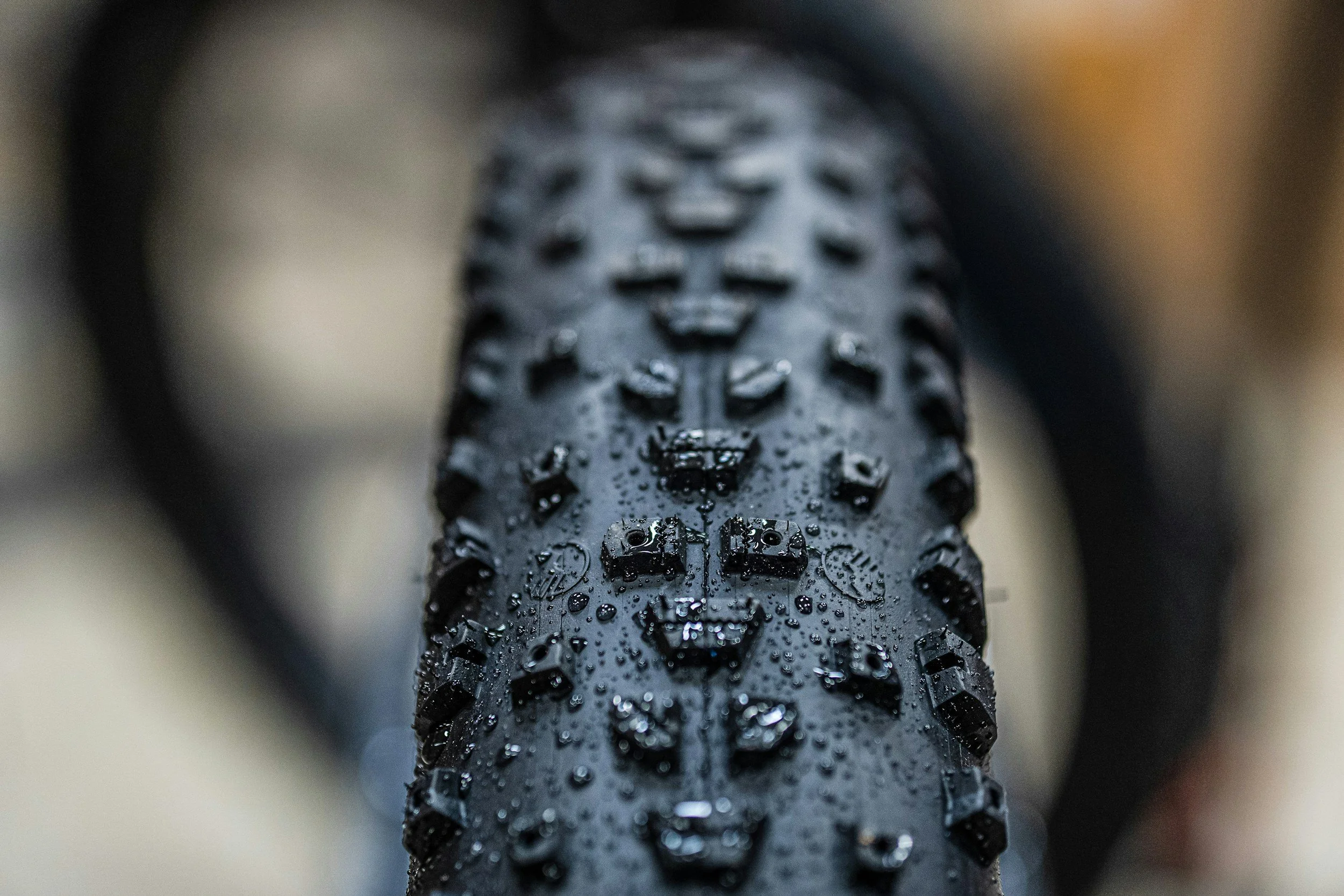close up of a mountain bike tire