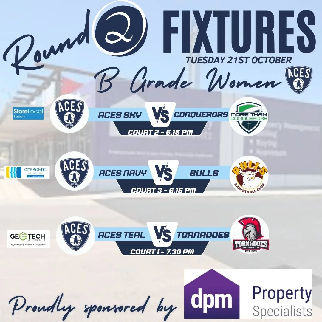 𝗦𝗲𝗻𝗶𝗼𝗿𝘀 𝗥𝗼𝘂𝗻𝗱 𝟮 - 𝗔&amp;𝗕 𝗚𝗿𝗮𝗱𝗲 𝗙𝗶𝘅𝘁𝘂𝗿𝗲𝘀

B Grade Men and Women - Tuesday 21st October 2025 from 6.15pm &amp; Wednesday 22nd October from 8.20pm
A Grade Men and Women - Friday 24th October 2025 from 7.00pm

Don't miss our 