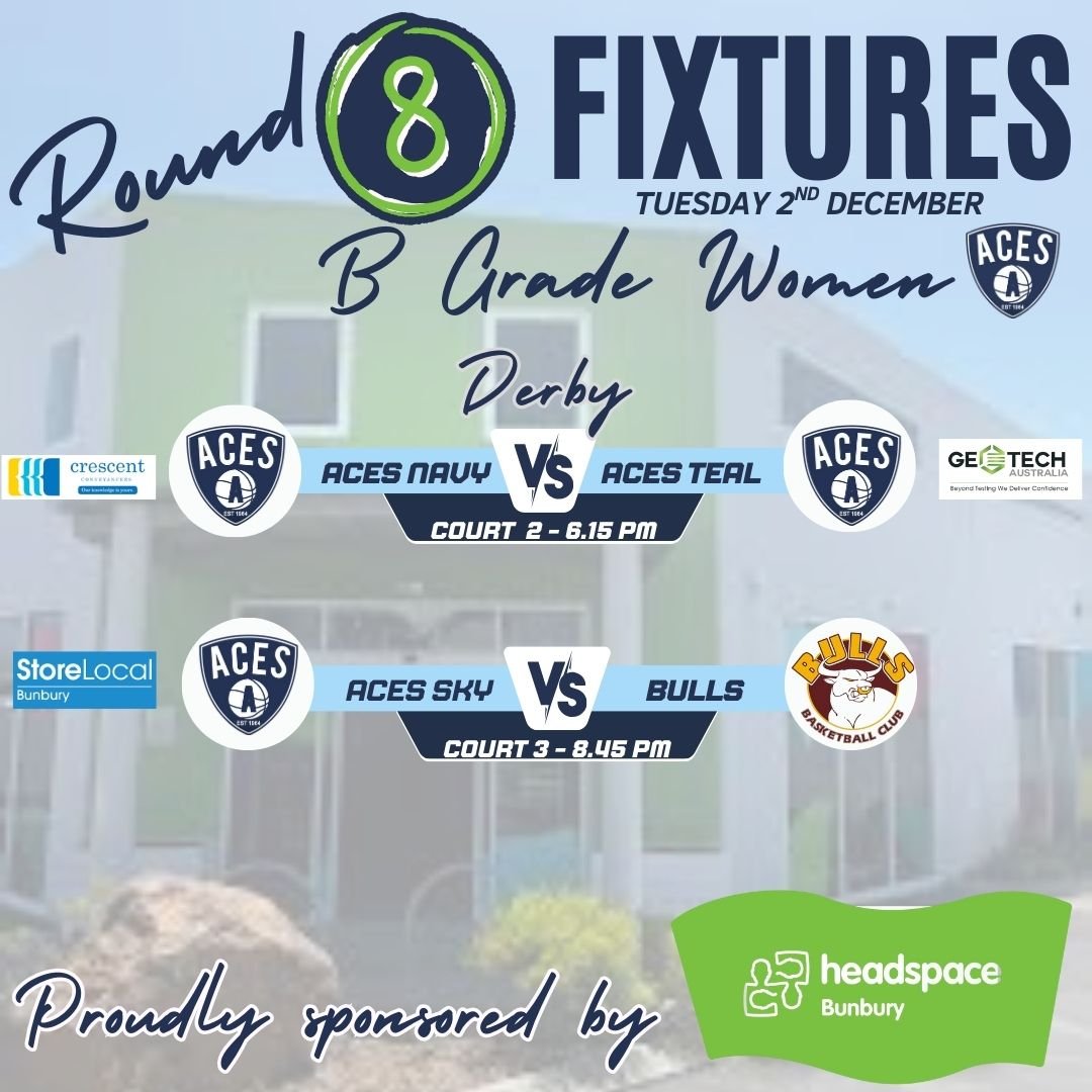 𝗦𝗲𝗻𝗶𝗼𝗿𝘀 𝗥𝗼𝘂𝗻𝗱 𝟴 - 𝗔&amp;𝗕 𝗚𝗿𝗮𝗱𝗲 𝗙𝗶𝘅𝘁𝘂𝗿𝗲𝘀 - 𝙈𝙚𝙣𝙩𝙖𝙡 𝙃𝙚𝙖𝙡𝙩𝙝 𝙍𝙤𝙪𝙣𝙙

&spades;B Grade Men and Women - Tuesday 2nd December 2025 from 6.15pm 
&spades;A Grade Men and Women - Friday 5th December 2025 from 7.00pm w