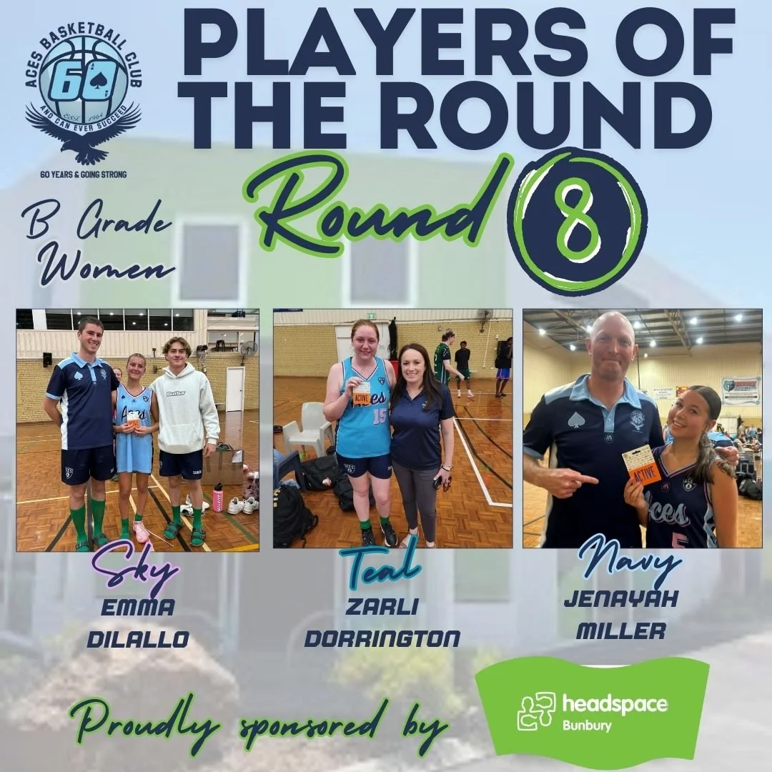 𝗕 𝗚𝗿𝗮𝗱𝗲 - 𝗥𝗼𝘂𝗻𝗱  𝟴 - 𝗣𝗹𝗮𝘆𝗲𝗿𝘀 𝗼𝗳 𝘁𝗵𝗲 𝗥𝗼𝘂𝗻𝗱

Introducing our Players of the Round for Round 8 of B Grade competition last night!
𝑾𝒐𝒎𝒆𝒏
𝐒𝐤𝐲 - Emma DiLallo
𝐓𝐞𝐚𝐥 - Zarli Dorrington
𝐍𝐚𝐯𝐲 - Jenayah Miller

𝑴𝒆𝒏