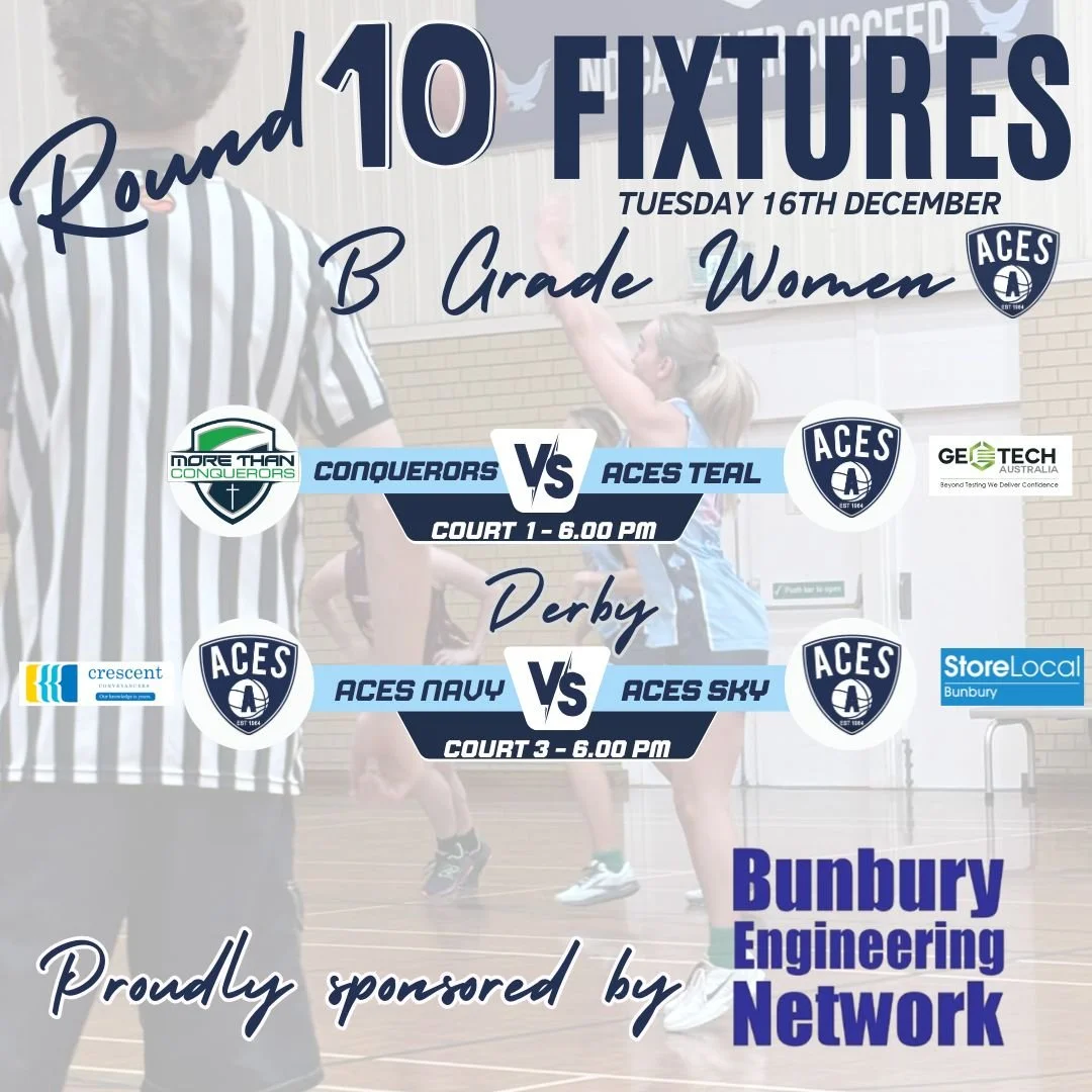 𝗦𝗲𝗻𝗶𝗼𝗿𝘀 𝗥𝗼𝘂𝗻𝗱 𝟭𝟬 - 𝗔&amp;𝗕 𝗚𝗿𝗮𝗱𝗲 𝗙𝗶𝘅𝘁𝘂𝗿𝗲𝘀

&spades;B Grade Men and Women - Tuesday 16th December 2025 from 6.00pm with Aces Pink Men playing Wednesday 17th December at 6.15pm
&spades;A Grade Men and Women - Friday 19th De