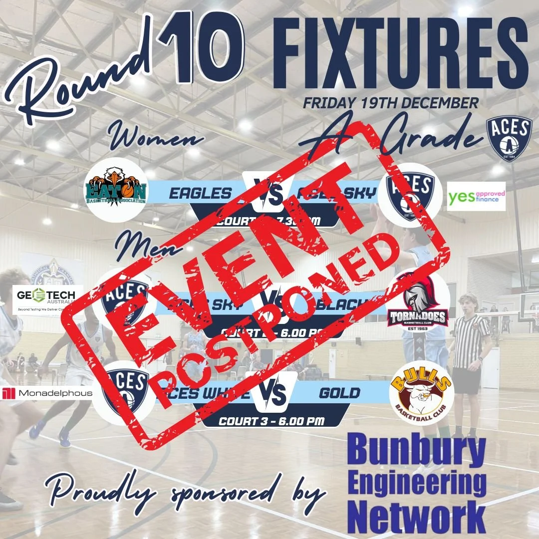 𝗔 𝗚𝗿𝗮𝗱𝗲 - 𝗥𝗼𝘂𝗻𝗱 𝟭𝟬 𝗙𝗶𝘅𝘁𝘂𝗿𝗲𝘀 - 𝗣𝗼𝘀𝘁𝗽𝗼𝗻𝗲𝗱

Due to resurfacing works at South West Sports Centre  stadium commencing Friday 19/12, please be advised that all A Grade fixtures for Round 10 on Friday 19/12 have been postponed