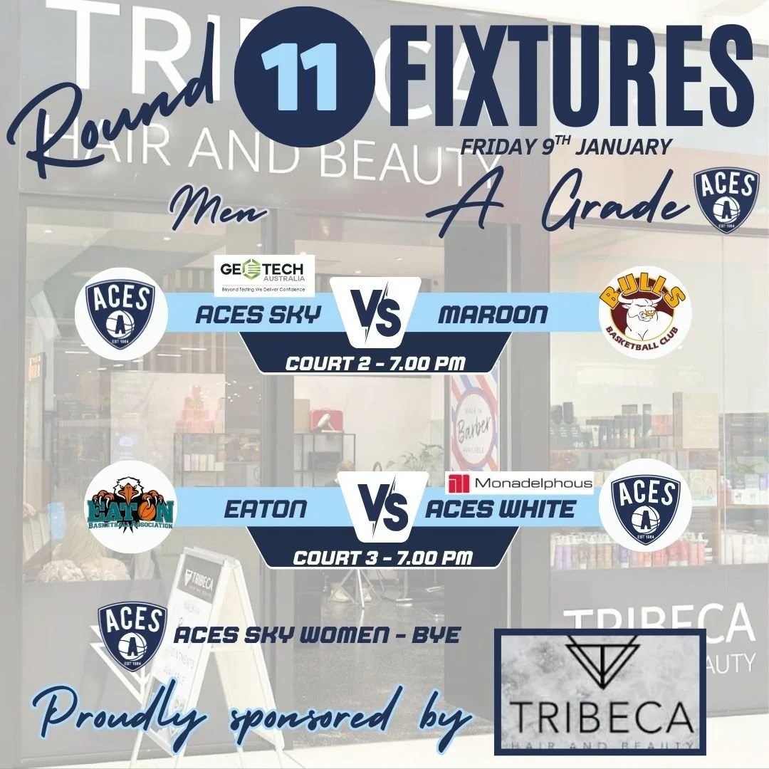 𝗦𝗲𝗻𝗶𝗼𝗿𝘀 𝗥𝗼𝘂𝗻𝗱 𝟭𝟭 - 𝗔 𝗚𝗿𝗮𝗱𝗲 𝗖𝗼𝗺𝗽𝗲𝘁𝗶𝘁𝗶𝗼𝗻 - 𝗧𝗼𝗻𝗶𝗴𝗵𝘁!

Good luck to our Aces A Grade Men's Teams taking to the court this evening from 7.00pm!

Aces Sky Women have the BYE this Round!

Thank you to our Sponsor-A-Roun