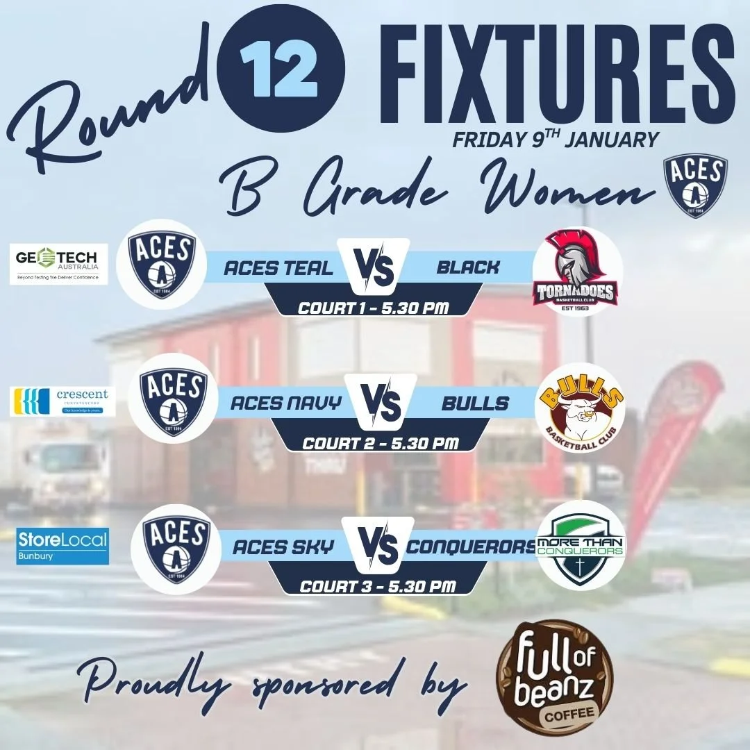 𝗥𝗼𝘂𝗻𝗱 𝟭𝟮 - 𝗕 𝗚𝗿𝗮𝗱𝗲 𝗪𝗼𝗺𝗲𝗻 - 𝗧𝗢𝗡𝗜𝗚𝗛𝗧!

Round 12 kicks off early with our B Grade Women taking to the court this evening from 5.30pm!

Round 12 for our B Grade Men will be played over Tuesday 13th &amp; Wednesday 14th January an