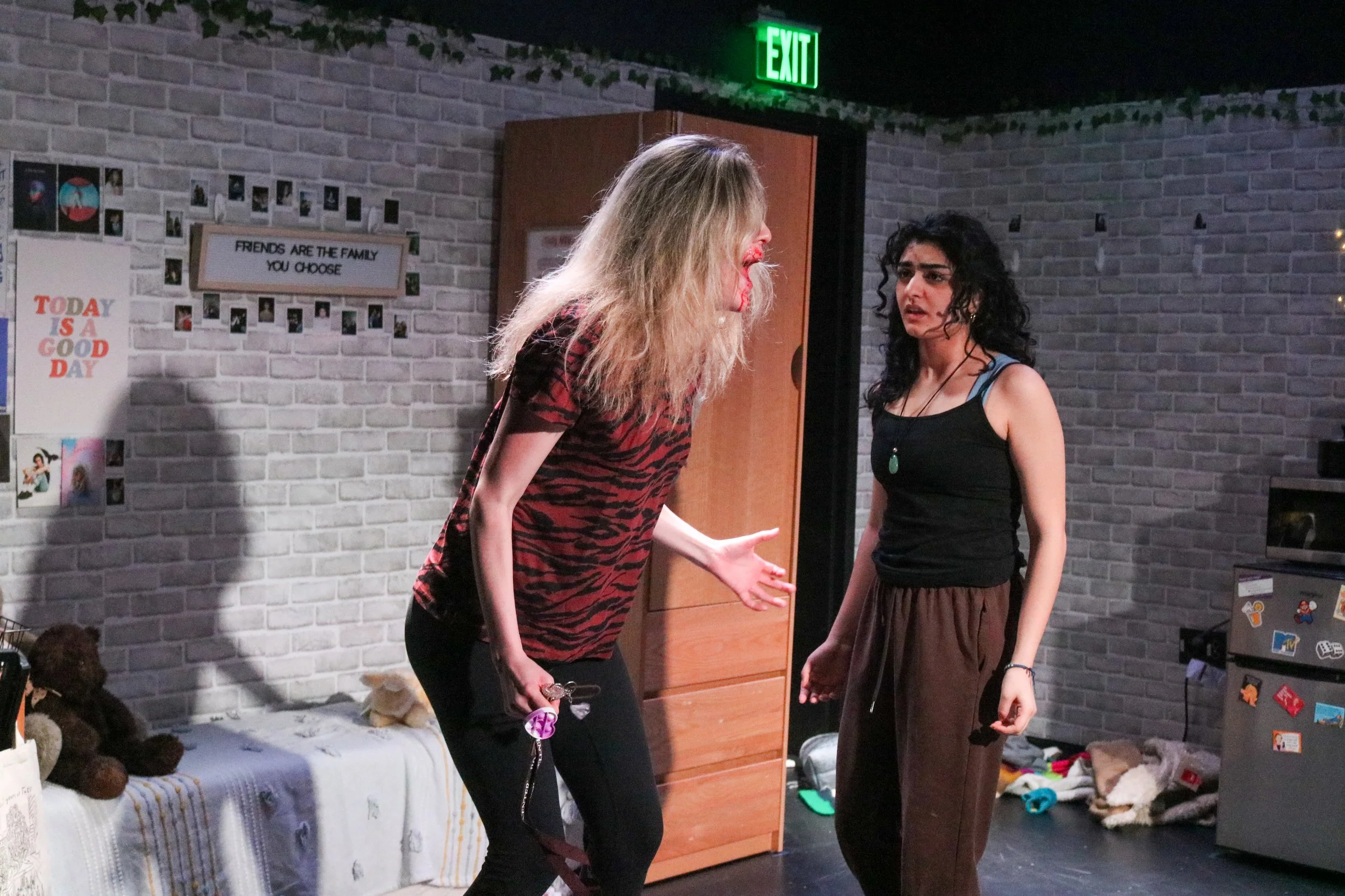 Alyssa Frey as Jess and Isan Gharajeh as Winnie.