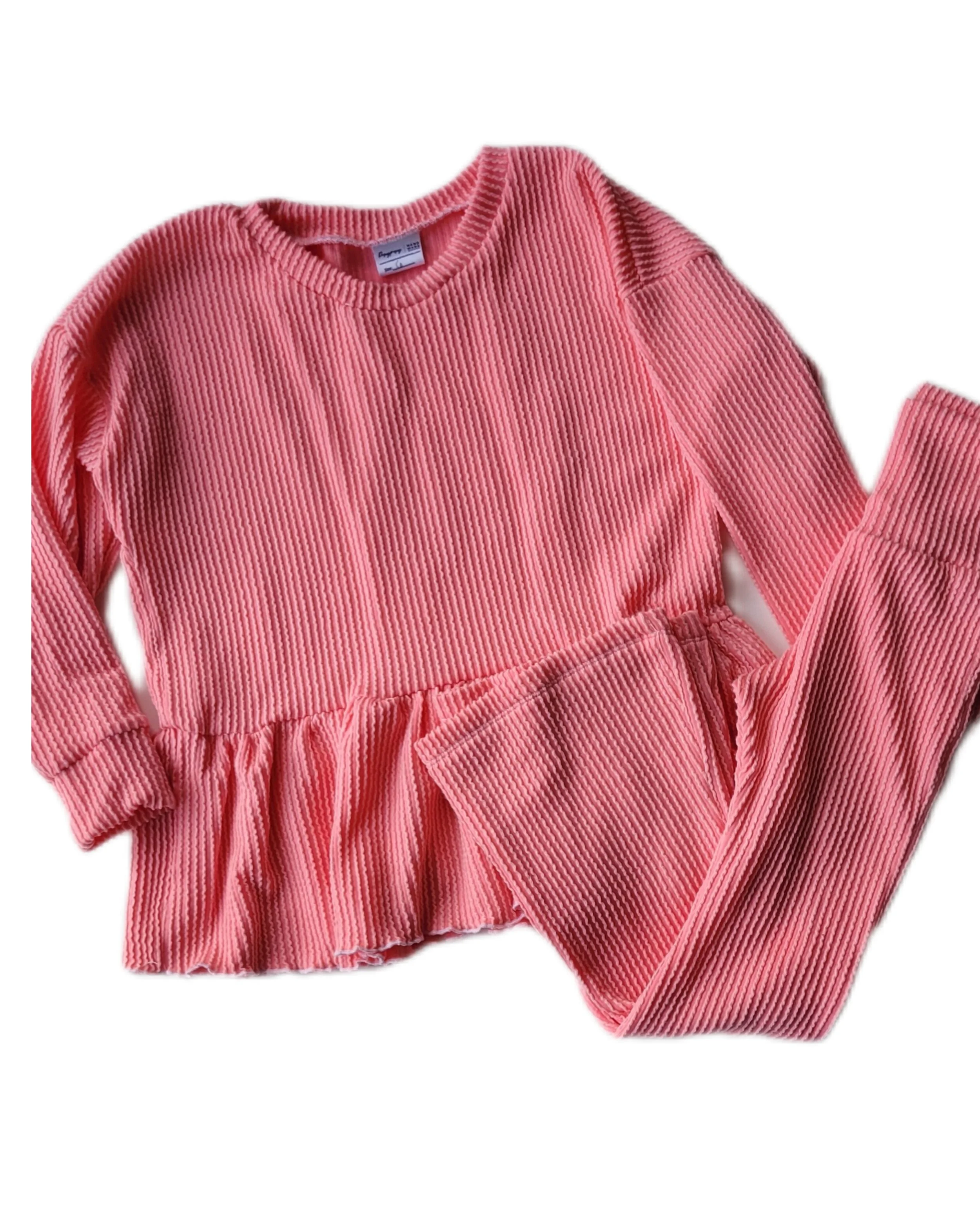 Urban Rib Ruffle Peplum + Rib Pants (MATCHING SET) Available in 2 colors