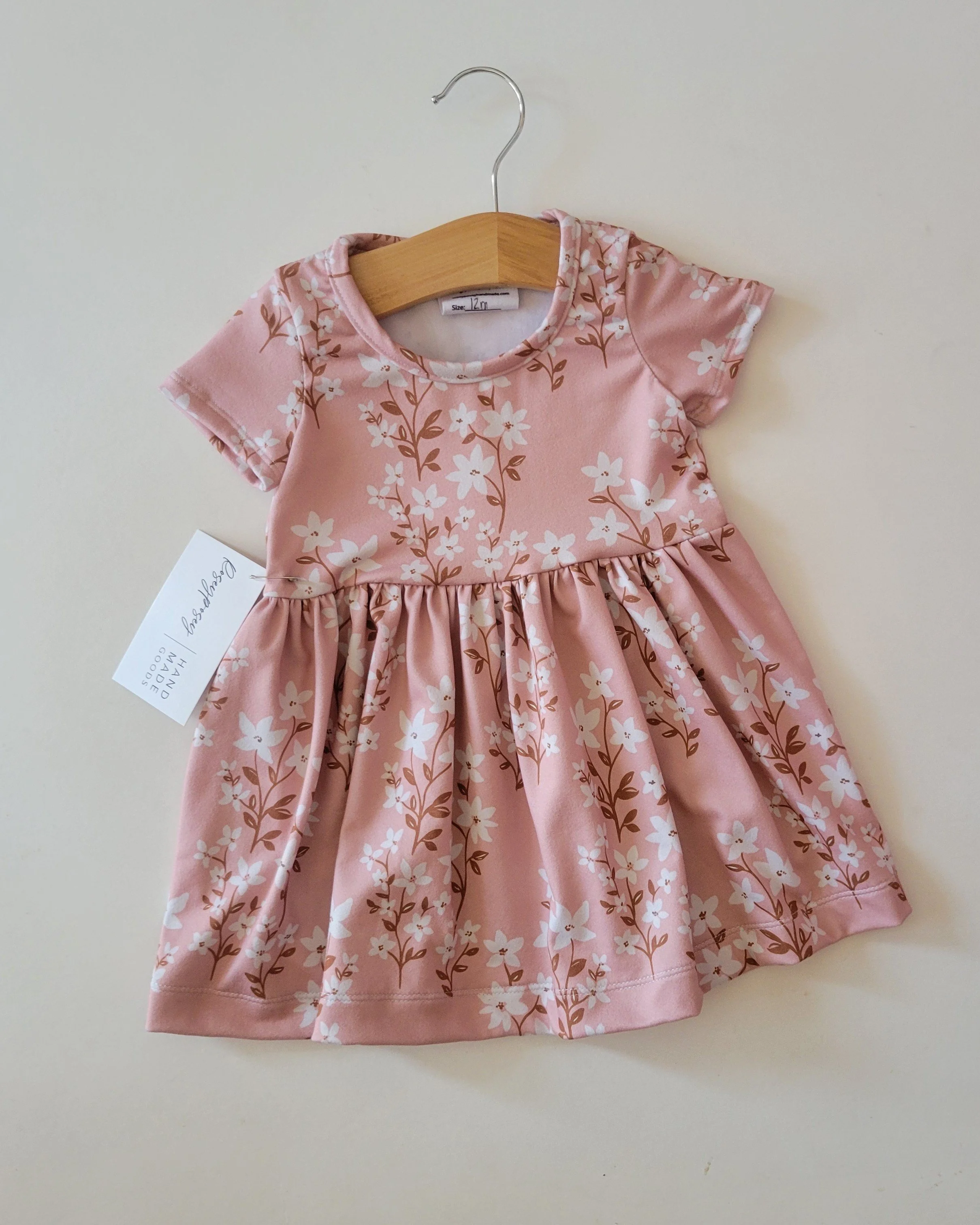 12m - Rosey Posey Pink Floral Dress with Short Sleeves