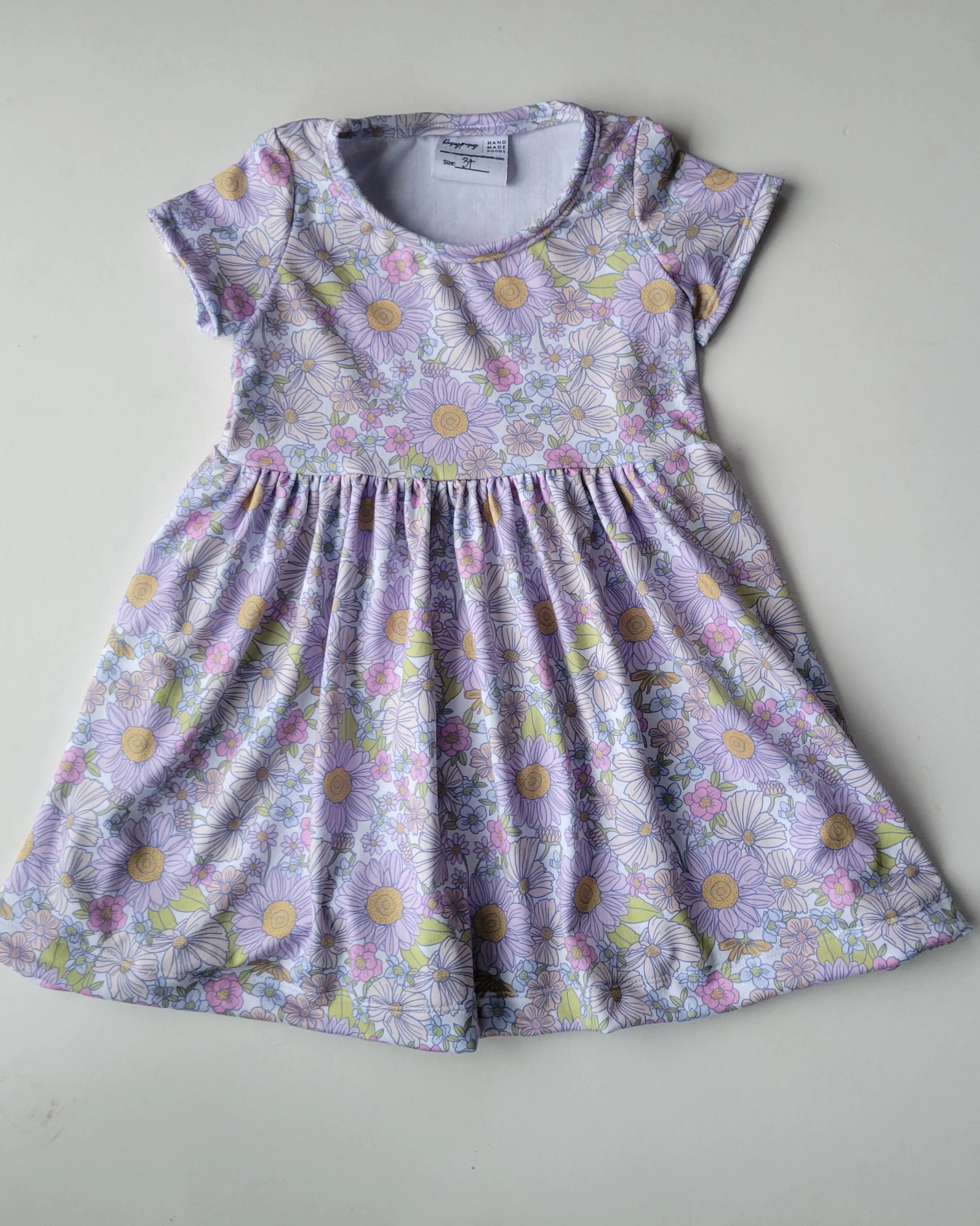 Rosey Posey Purple Floral Dress with Short Sleeves