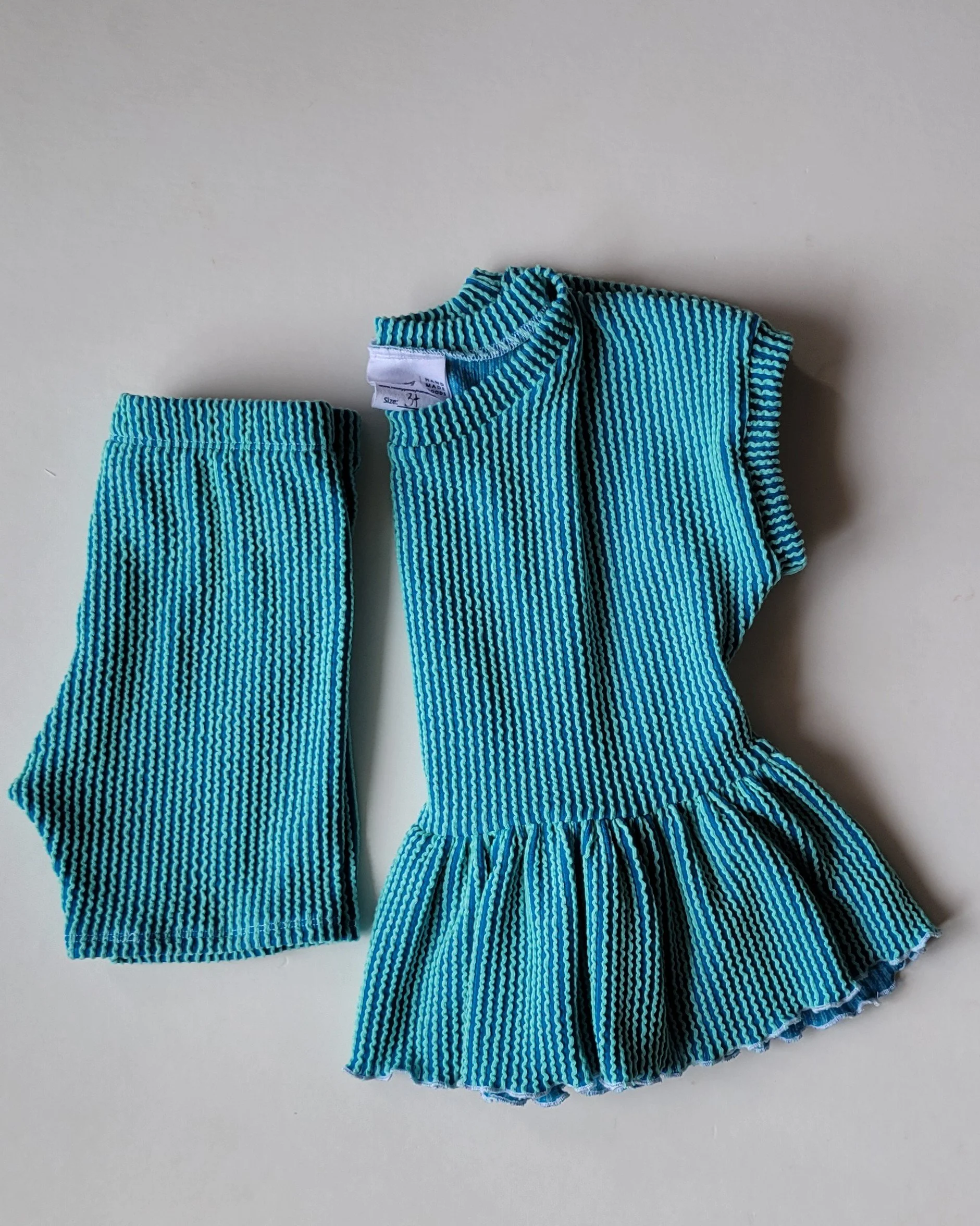 Turquoise Ruffle Peplum + Biker Shorts (MATCHING SET)
