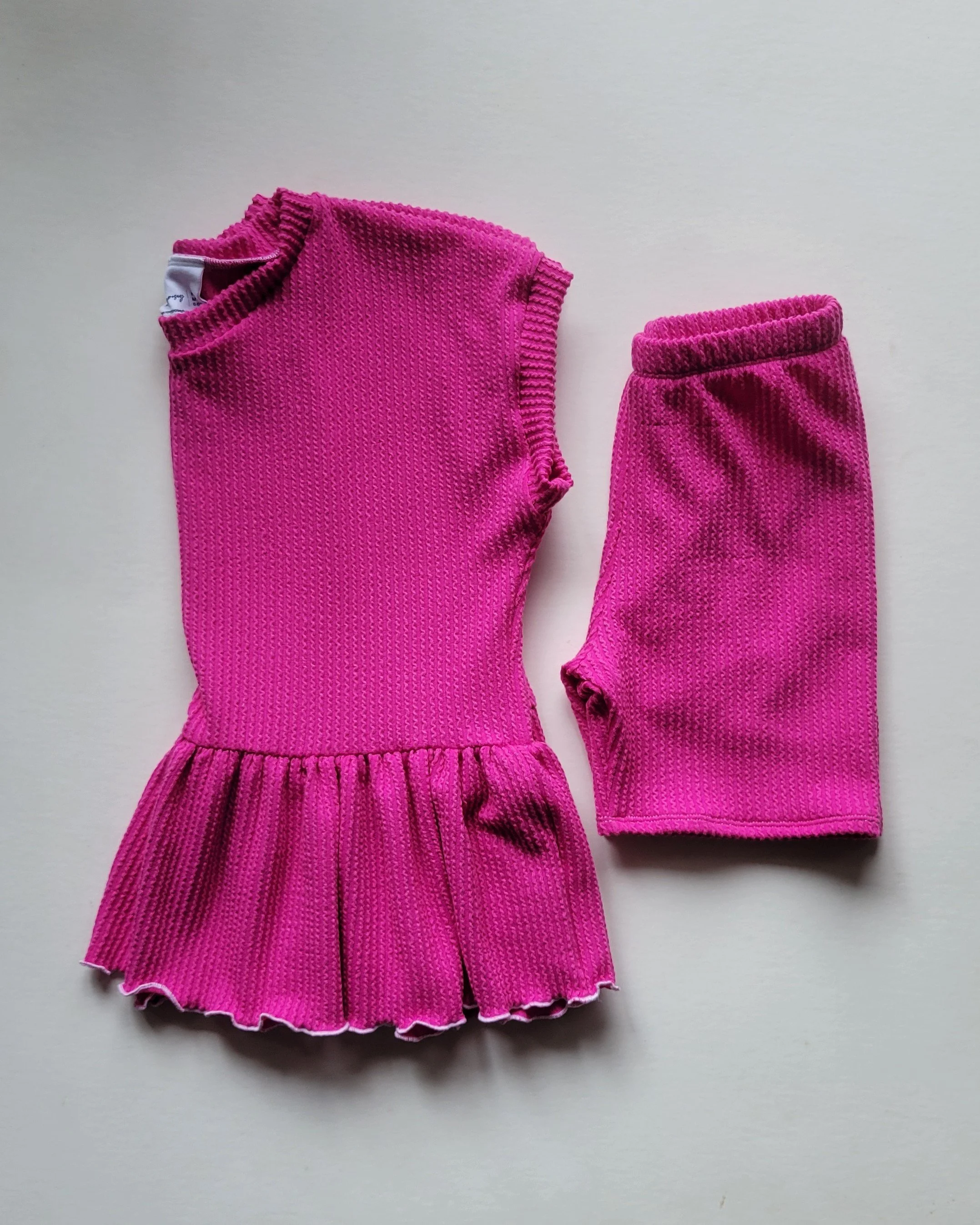 Bright Pink Ruffle Peplum + Biker Shorts (MATCHING SET)