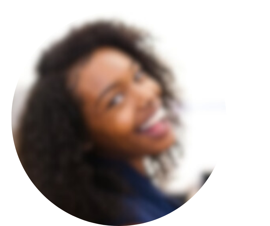 Blurry image of a person smiling