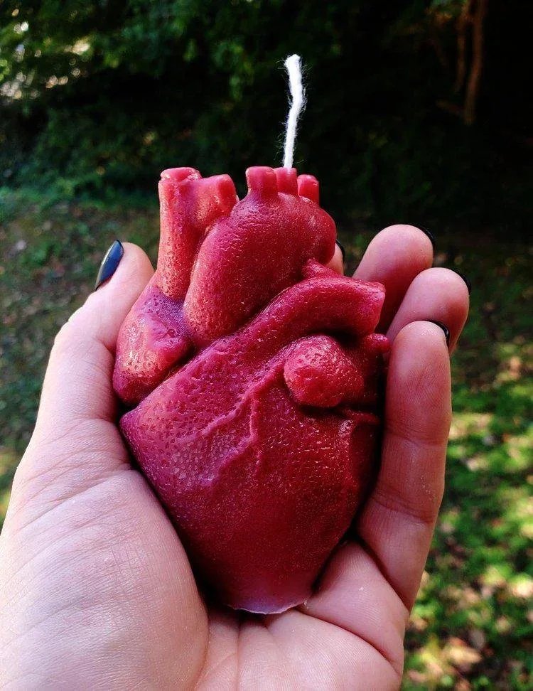 and-poured anatomical heart candle for love, courage, emotional clarity, and ritual work.