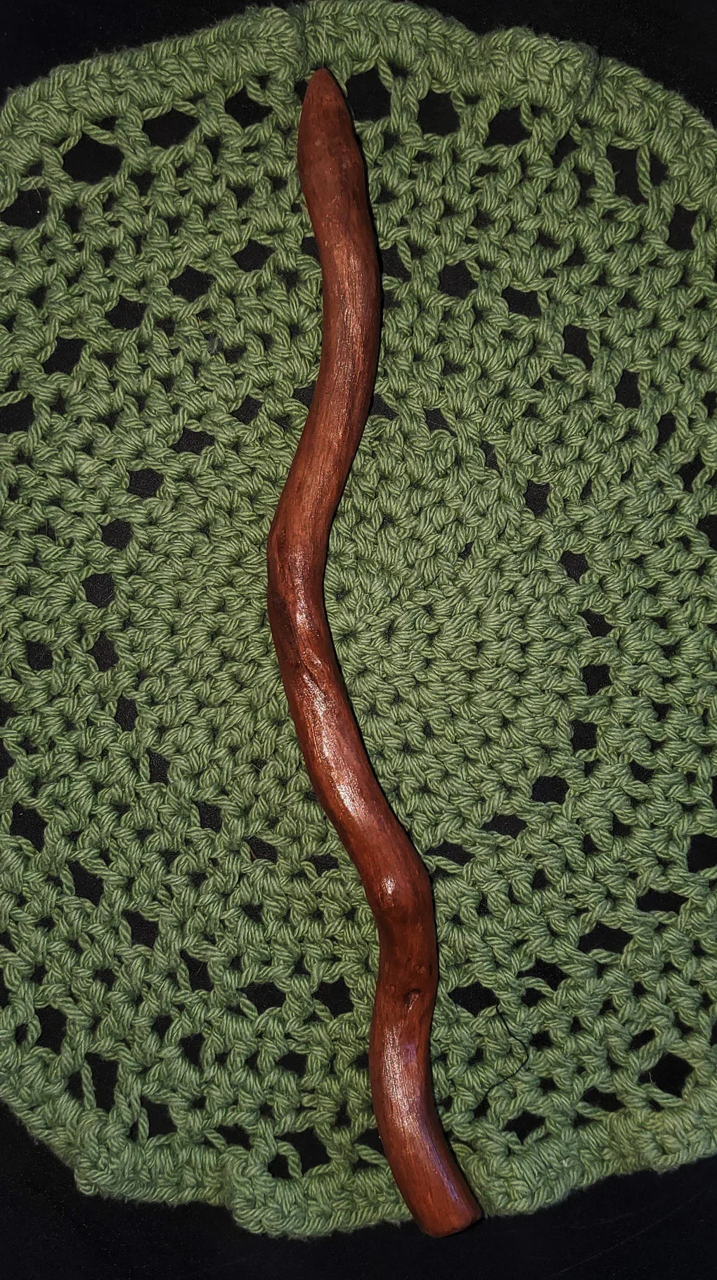 One-of-a-kind Appalachian foraged wood ritual wand, hand cleaned, dried, sanded, and sealed. Wildwood Holler Wand #23 measures 12 inches.