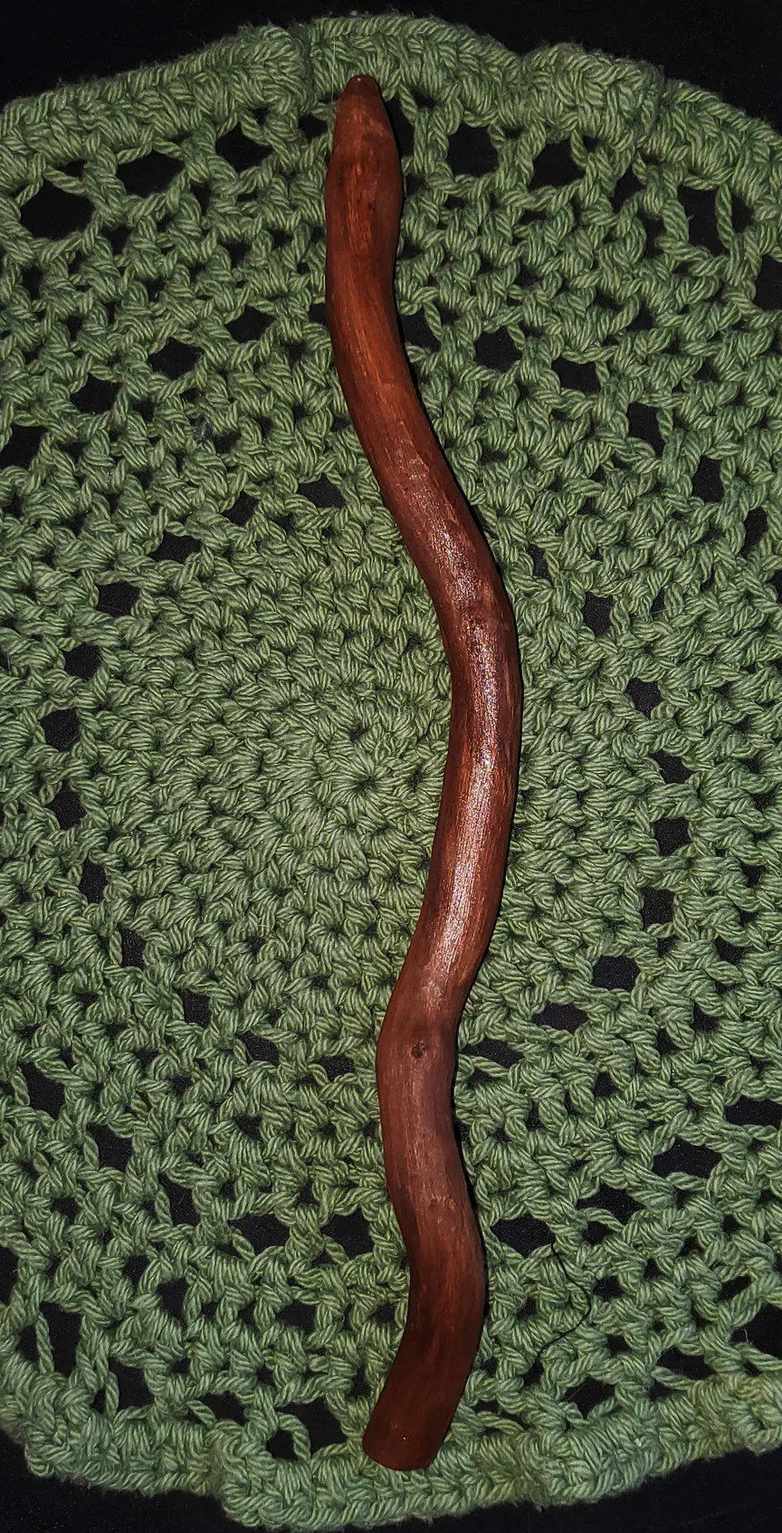One-of-a-kind Appalachian foraged wood ritual wand, hand cleaned, dried, sanded, and sealed. Wildwood Holler Wand #23 measures 12 inches.