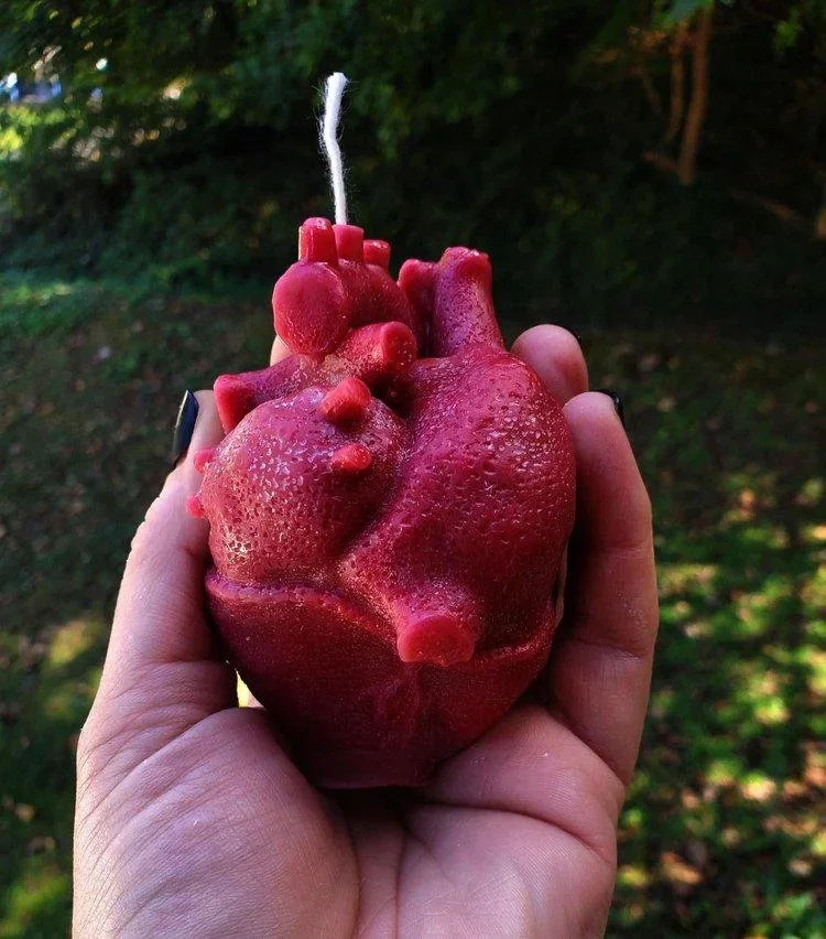and-poured anatomical heart candle for love, courage, emotional clarity, and ritual work.