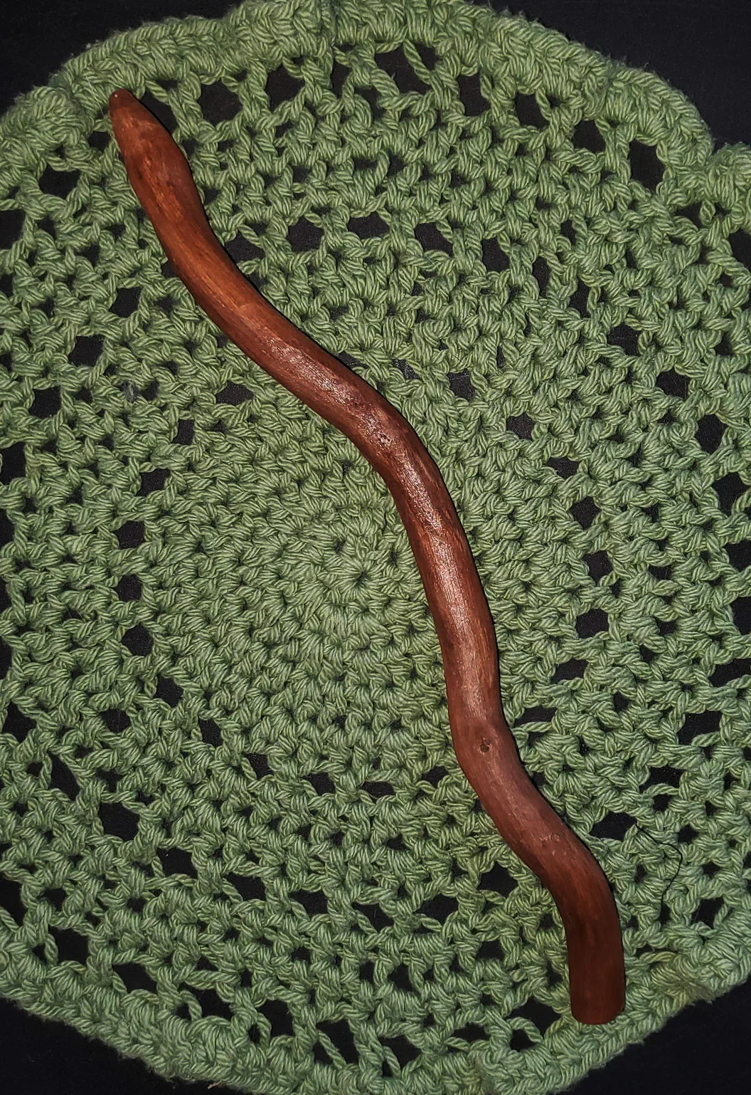 One-of-a-kind Appalachian foraged wood ritual wand, hand cleaned, dried, sanded, and sealed. Wildwood Holler Wand #23 measures 12 inches.